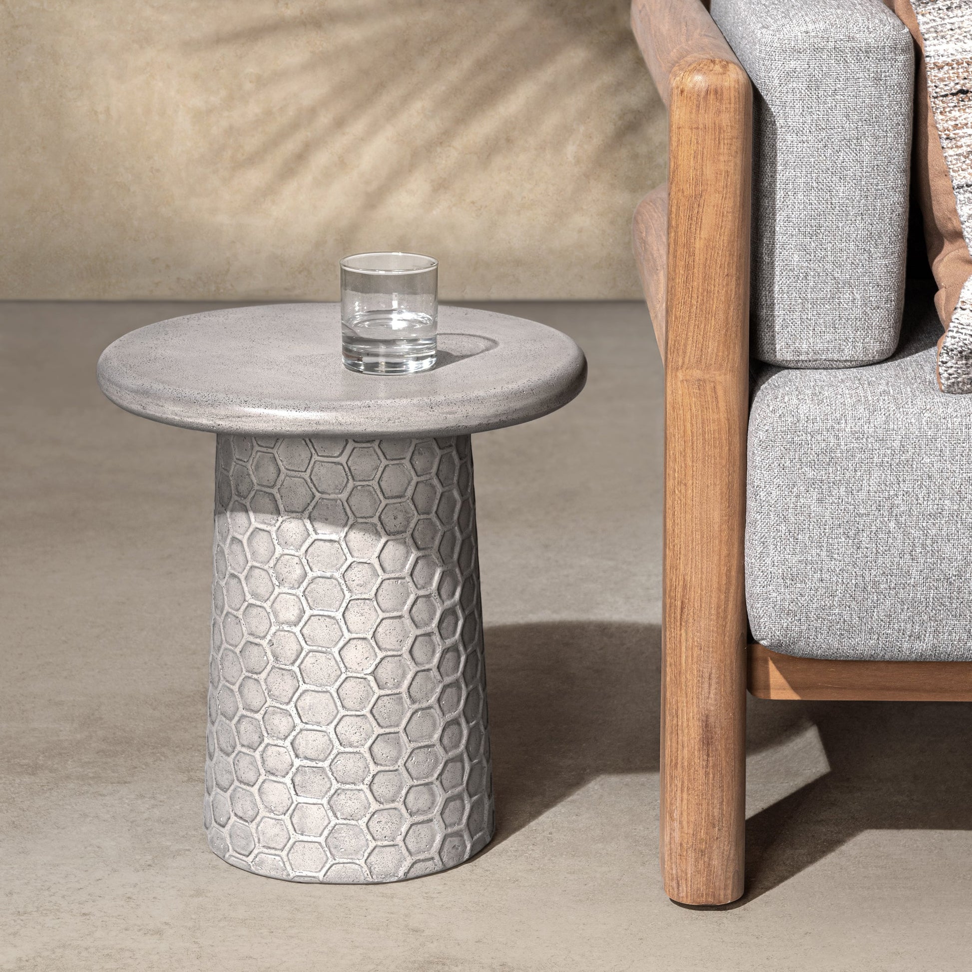 Delaine Outdoor Accent Table - Light Gray