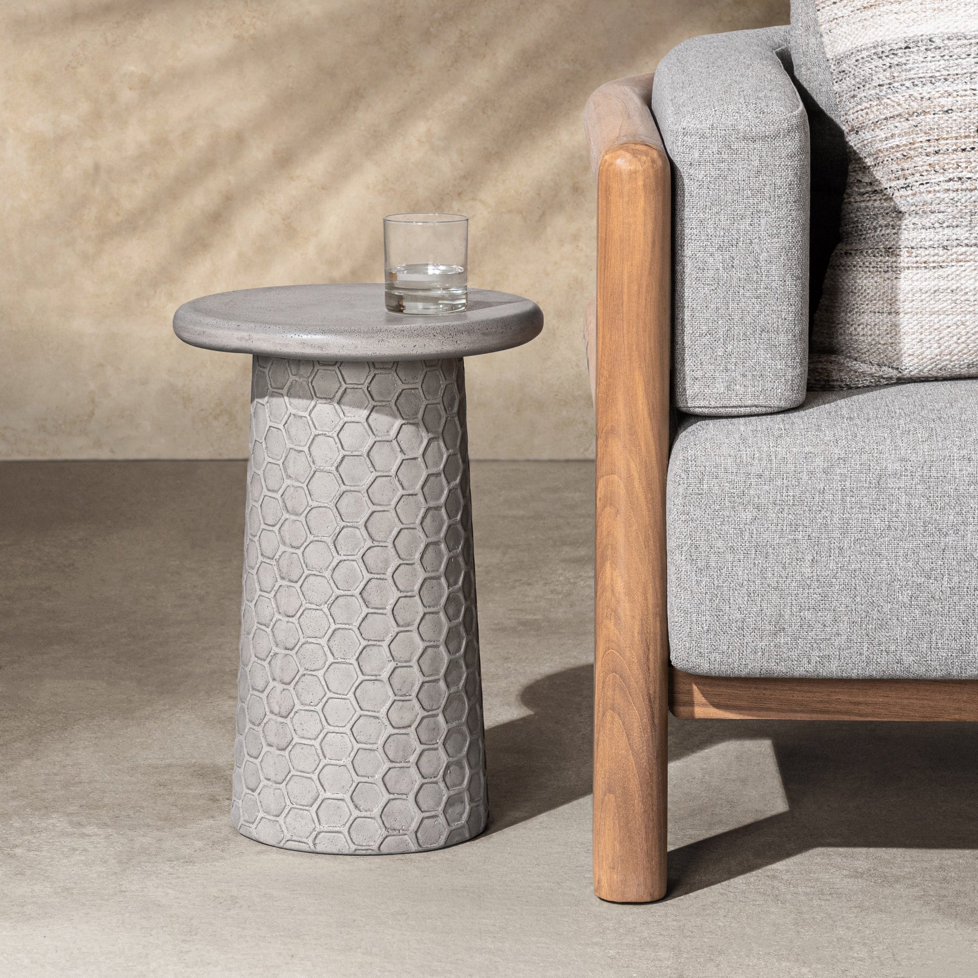 Delaine Outdoor Accent Table - Light Gray