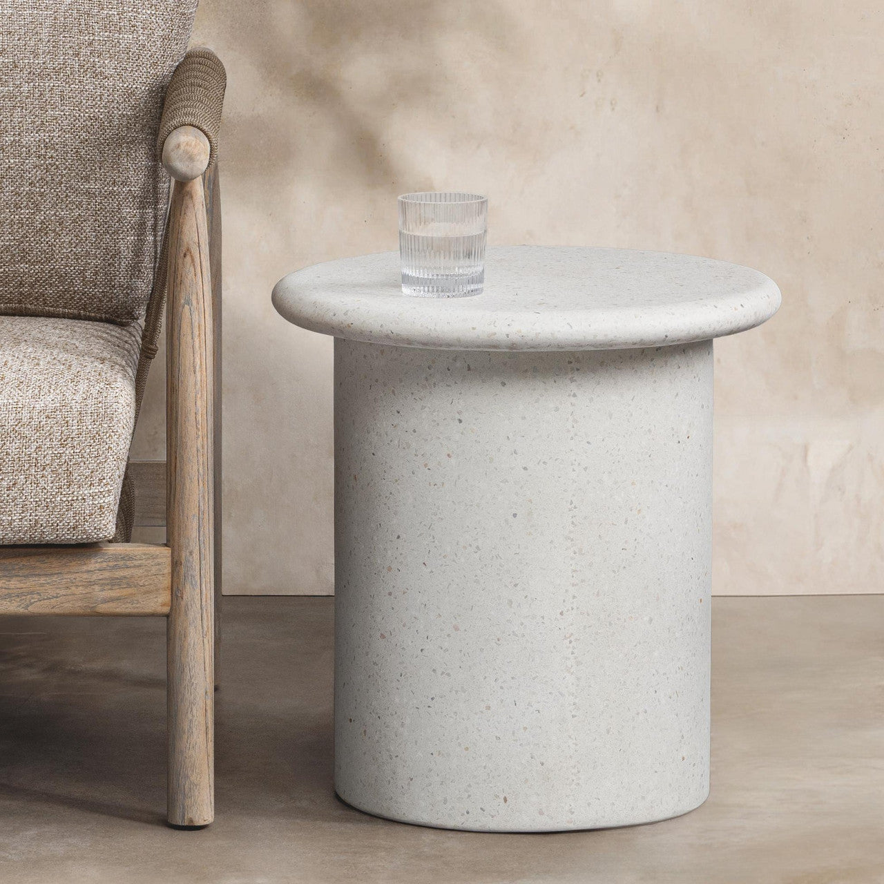 Nysa White Outdoor Round End Table