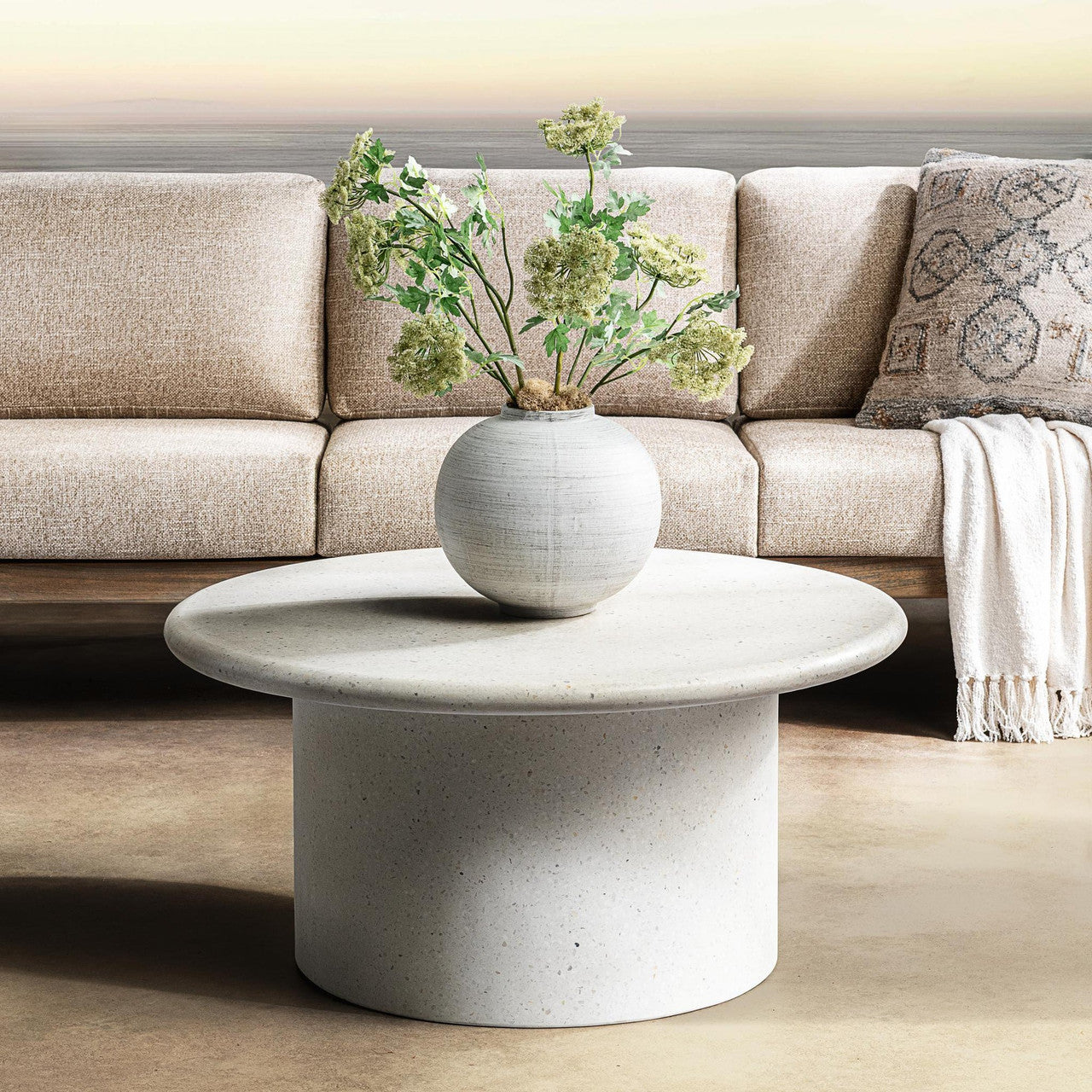 Nysa White Outdoor Round Coffee Table