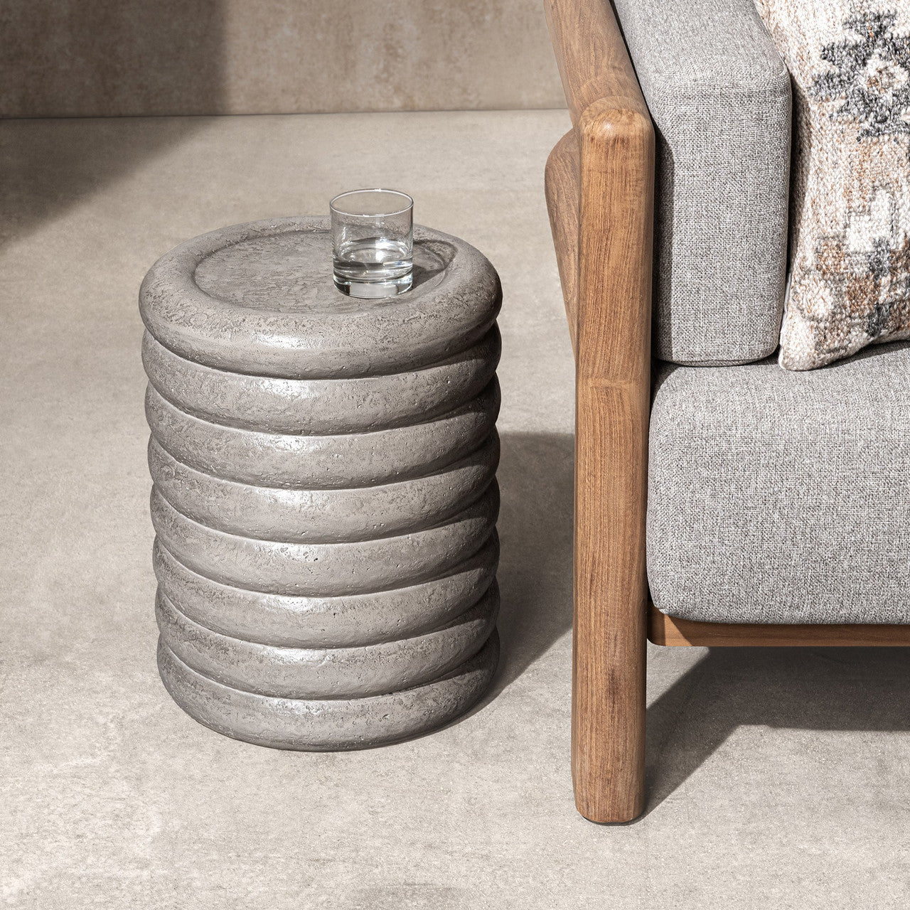 Reva  Dark Gray Outdoor Round End Table