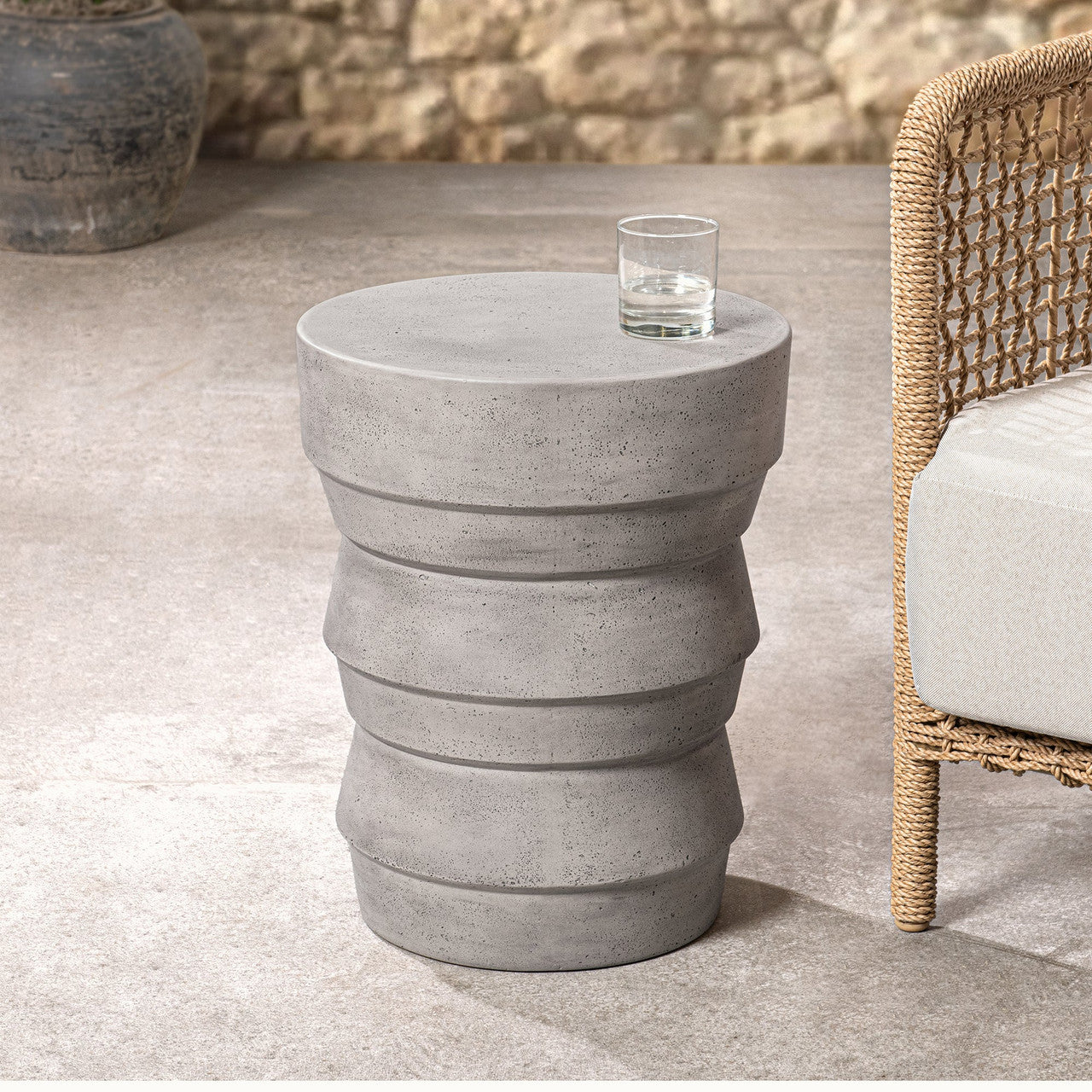 Anora Light Grey Outdoor Round Accent Table