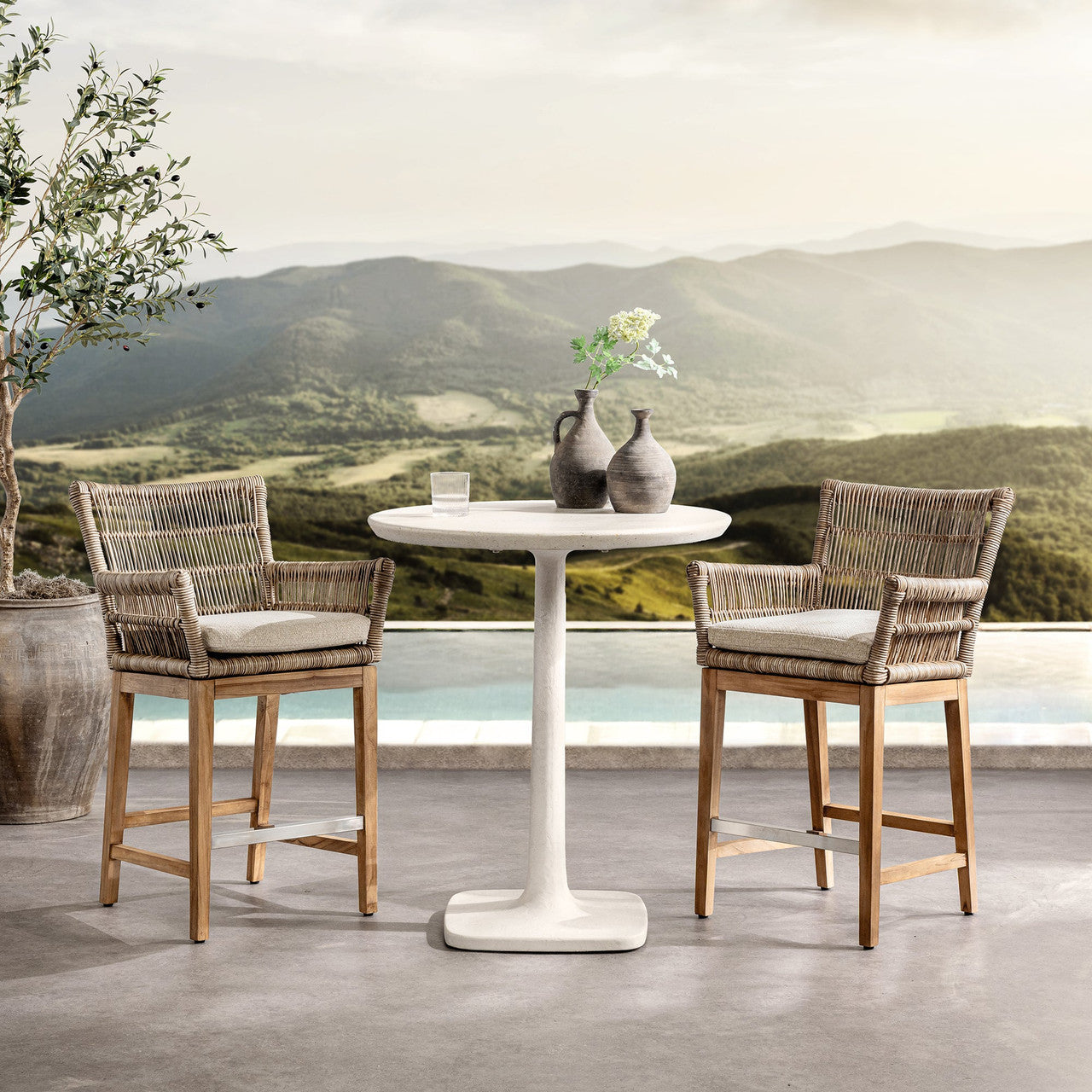 Paulina White Outdoor Counter Table 31"