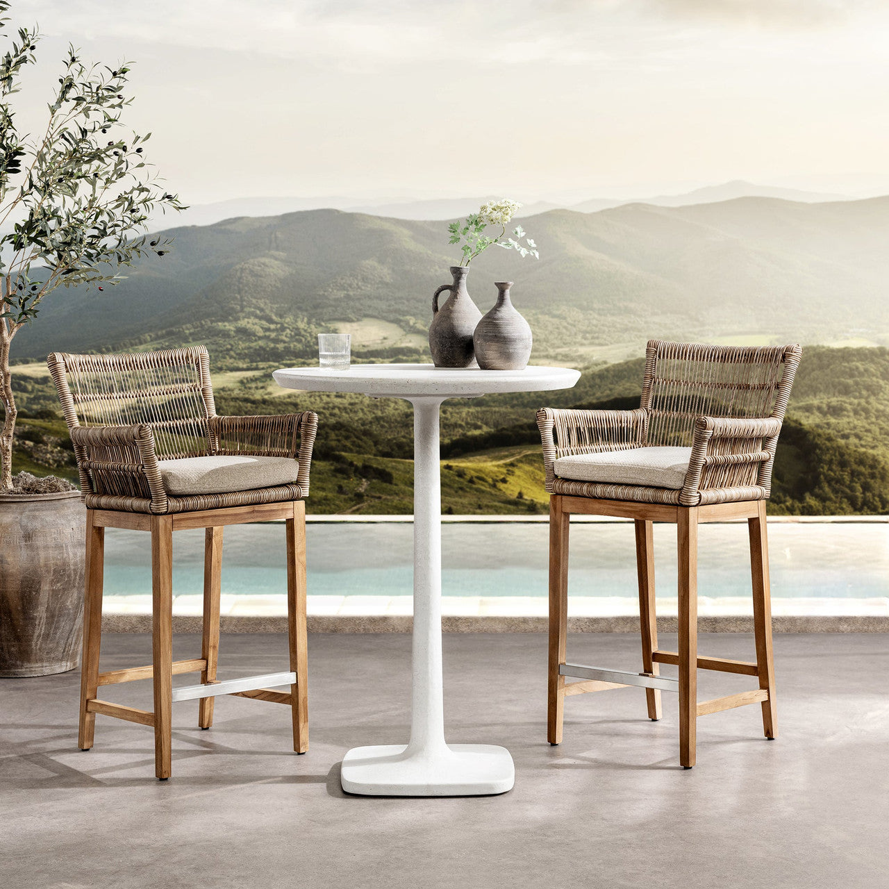 Paulina White Outdoor Pub Table 31"