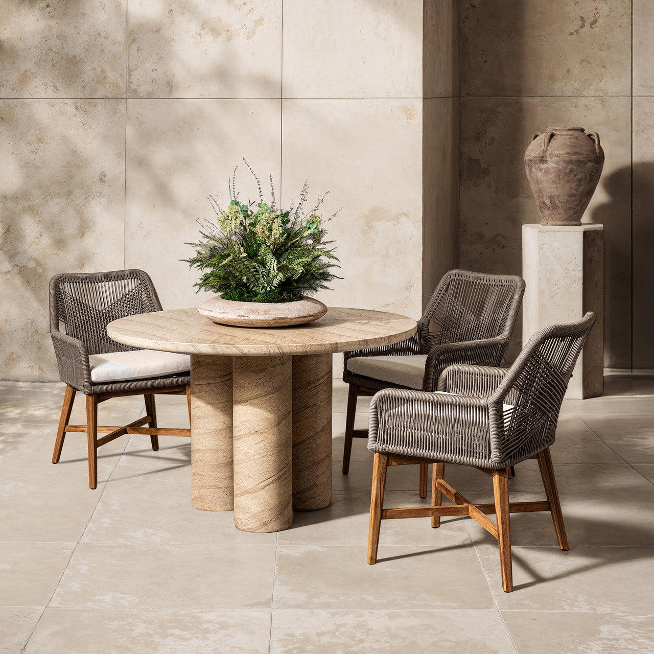 Niva Beige Outdoor Round Dining Table 47"