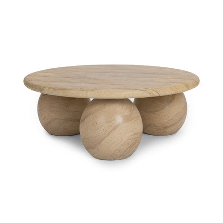 Elaria Beige Outdoor Round Coffee Table