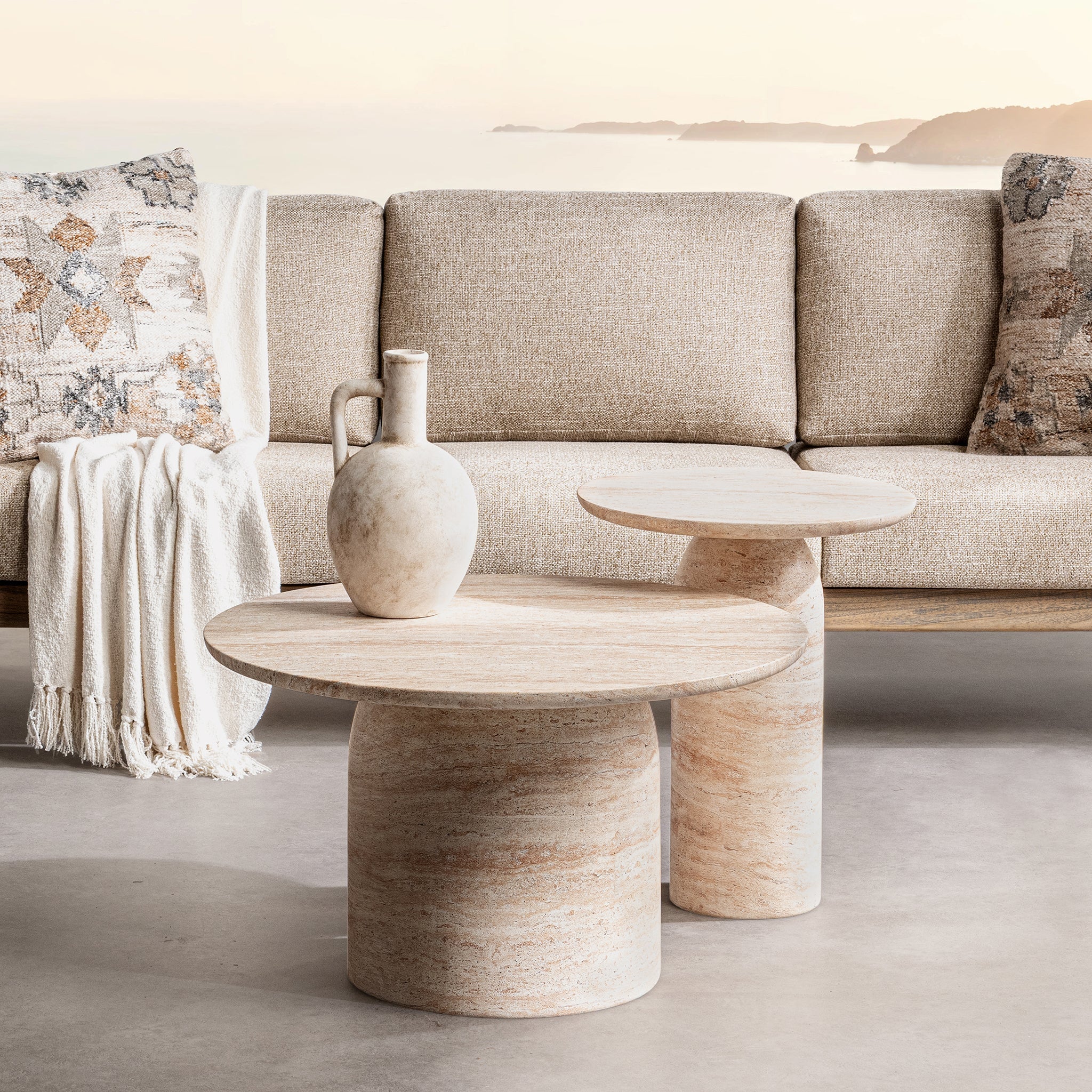 Sana Outdoor End Table - Capri Limestone