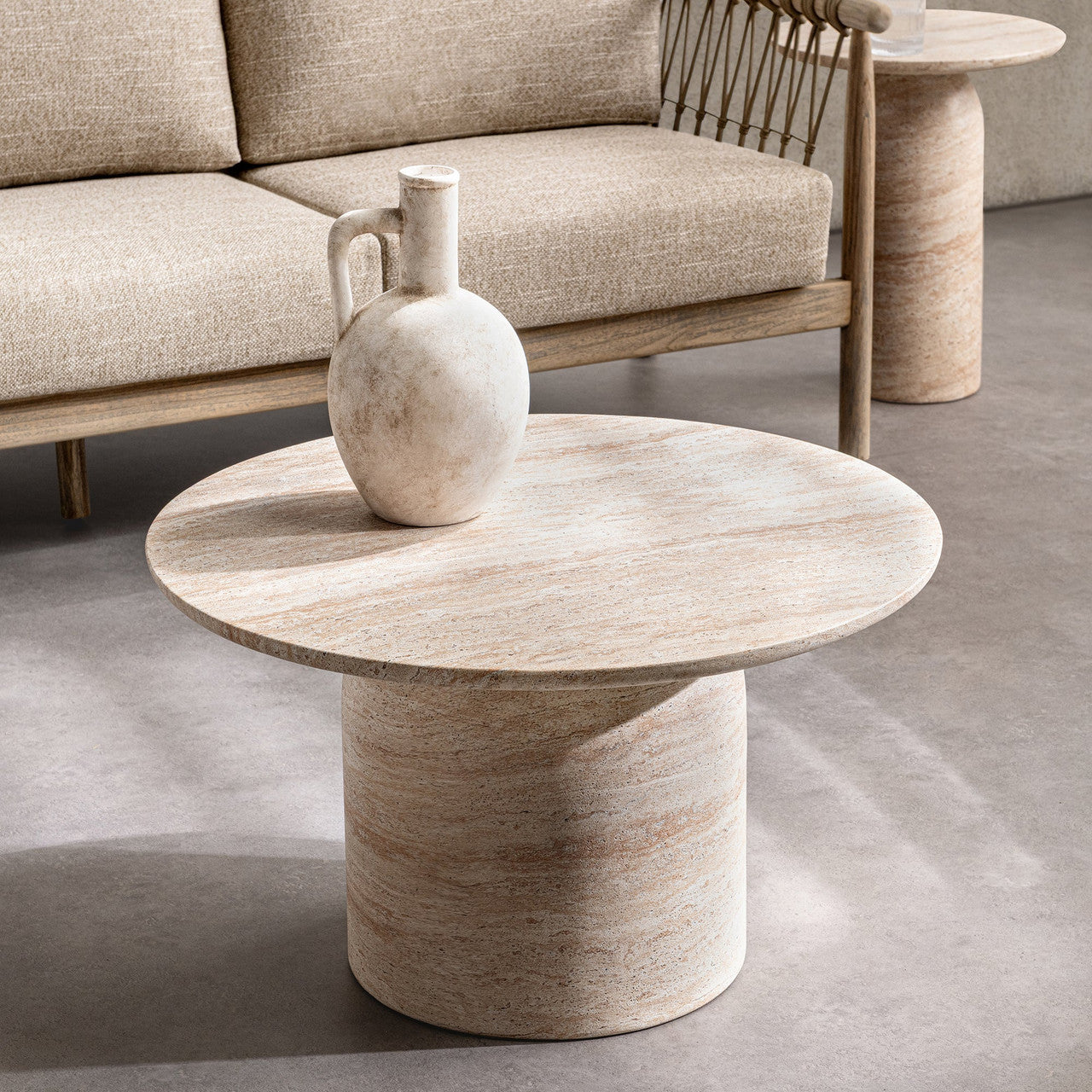 Sana Beige Outdoor Round Coffee Table