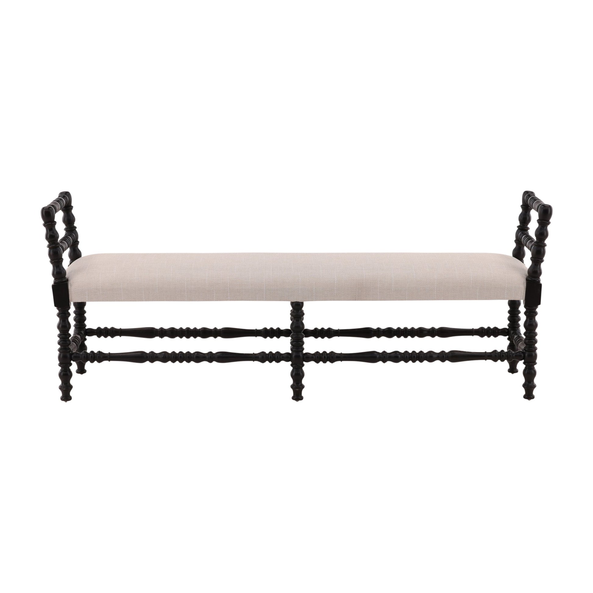 Black Martini Turned Leg Bench detail view by Furniture Classics at ZIN Home