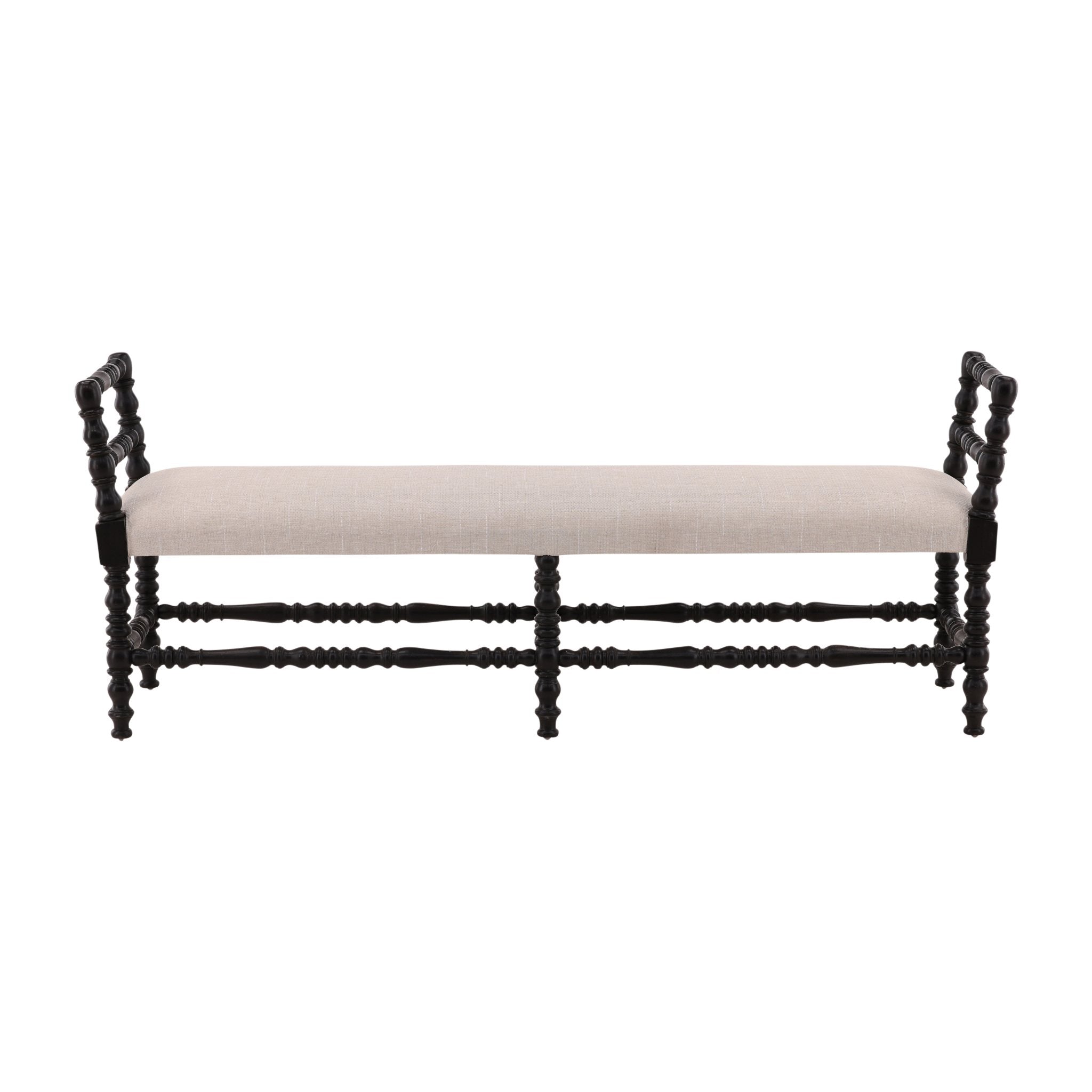 Black Martini Turned Leg Bench detail view by Furniture Classics at ZIN Home
