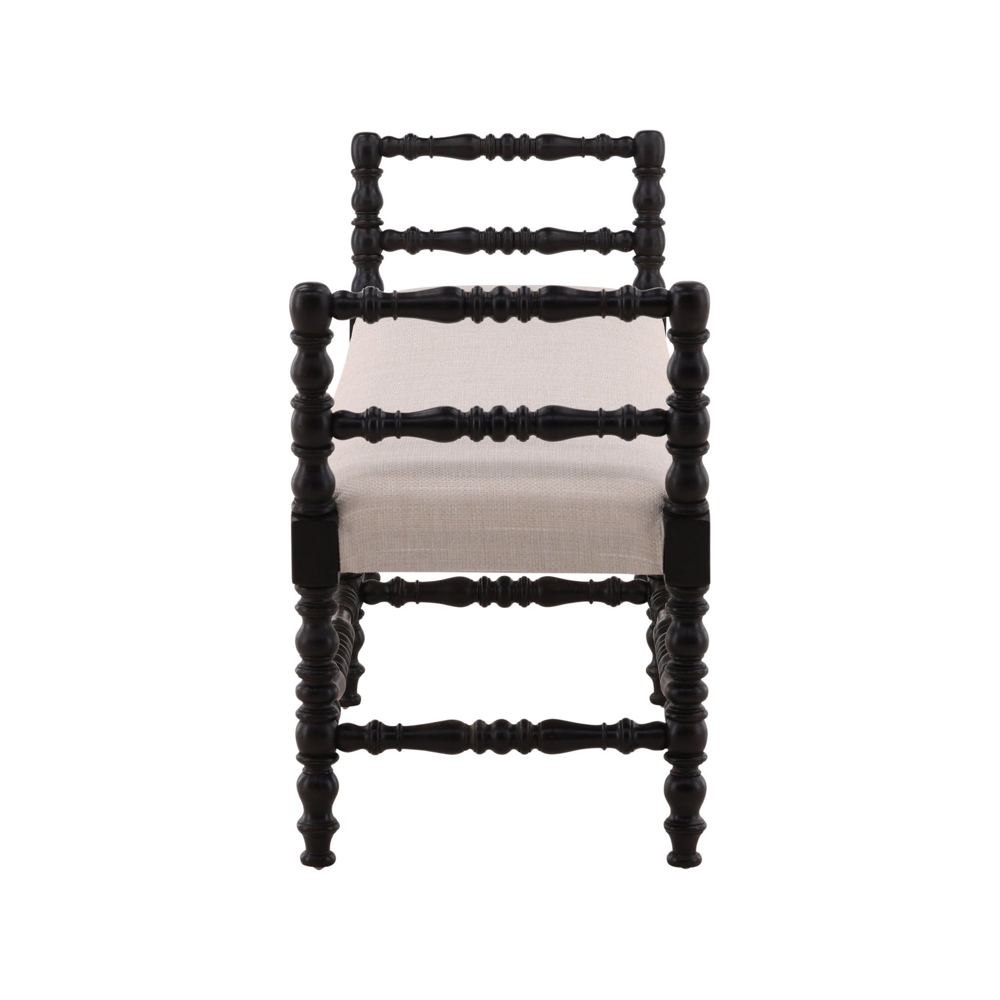 Black Martini Turned Leg Bench detail view by Furniture Classics at ZIN Home