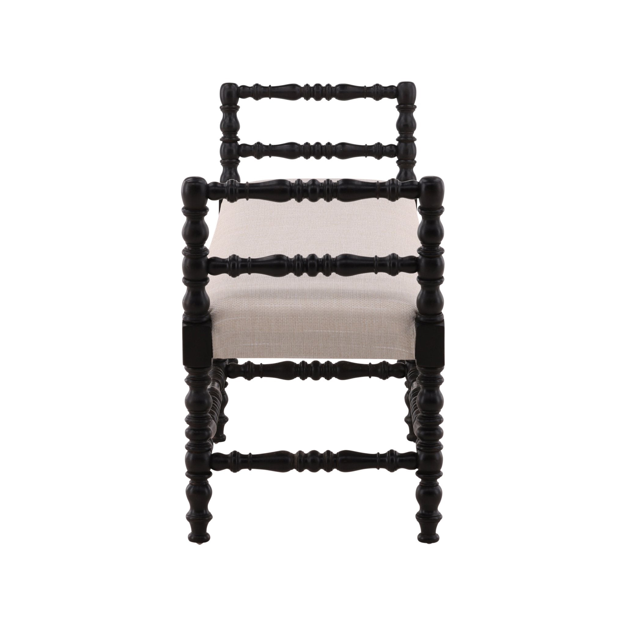 Black Martini Turned Leg Bench detail view by Furniture Classics at ZIN Home