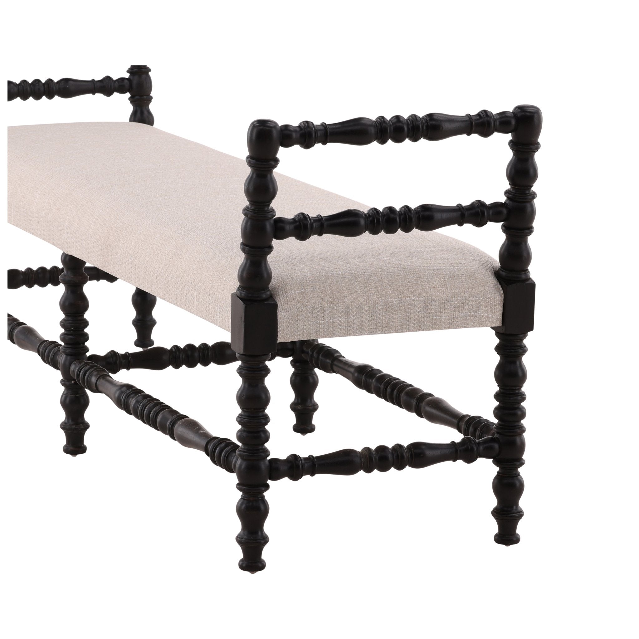 Black Martini Turned Leg Bench detail view by Furniture Classics at ZIN Home