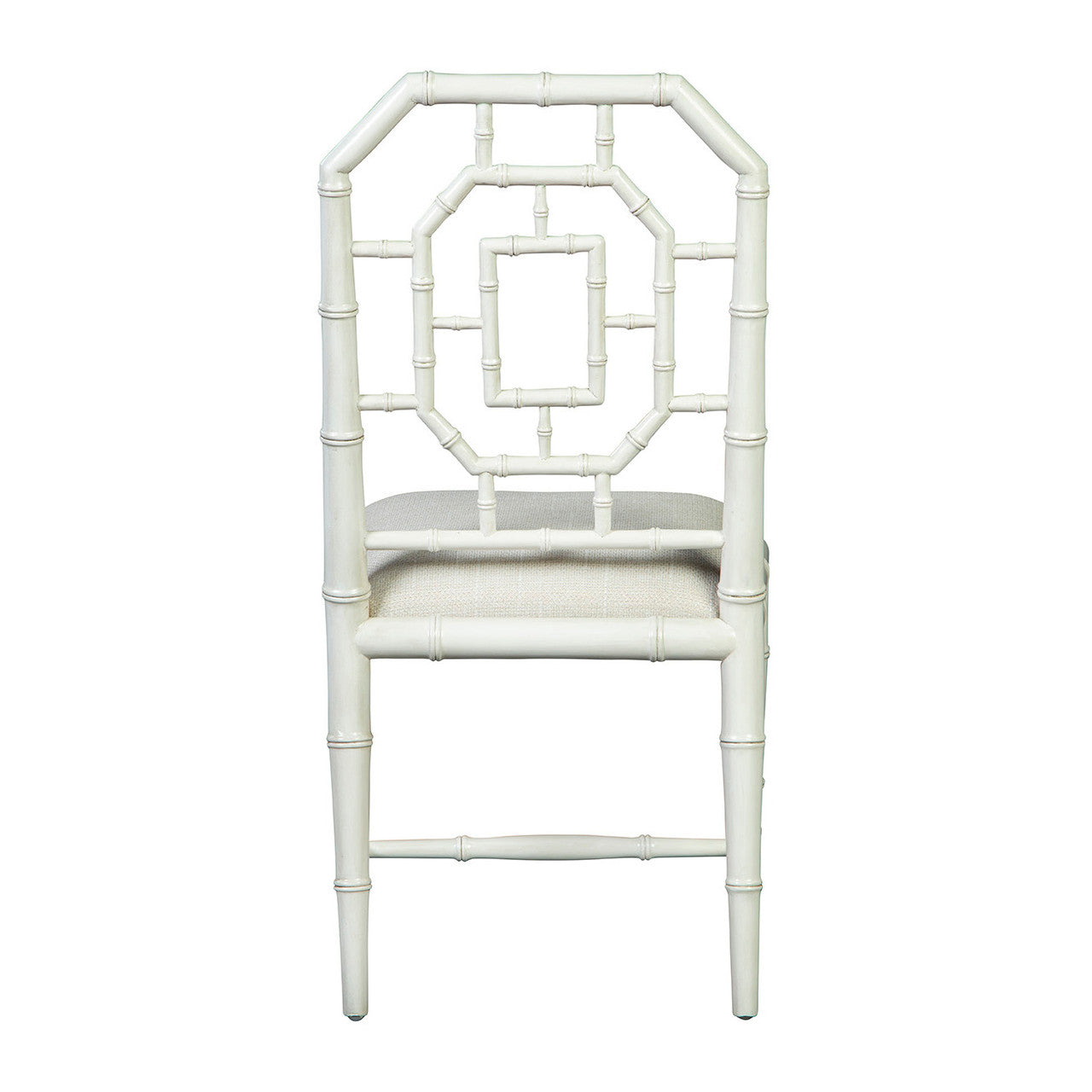 Chippendale Geometric Back Cream Side Chair