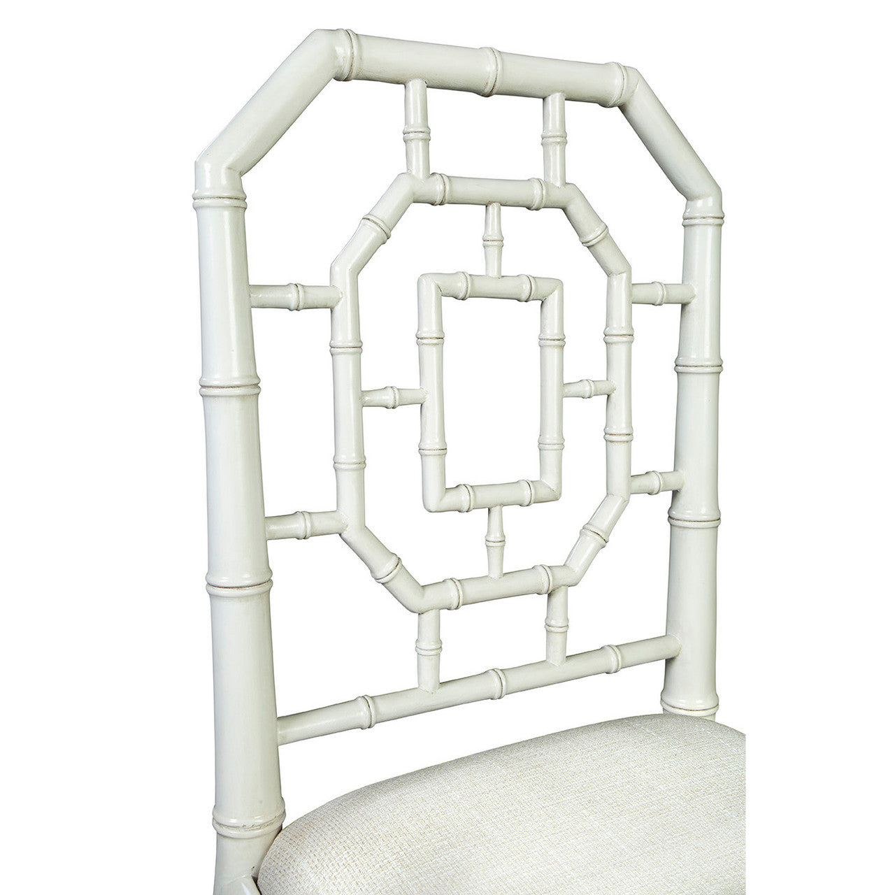 Chippendale Geometric Back Cream Side Chair