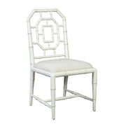 Chippendale Geometric Back Cream Side Chair