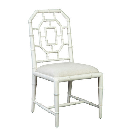 Chippendale Geometric Back Cream Side Chair