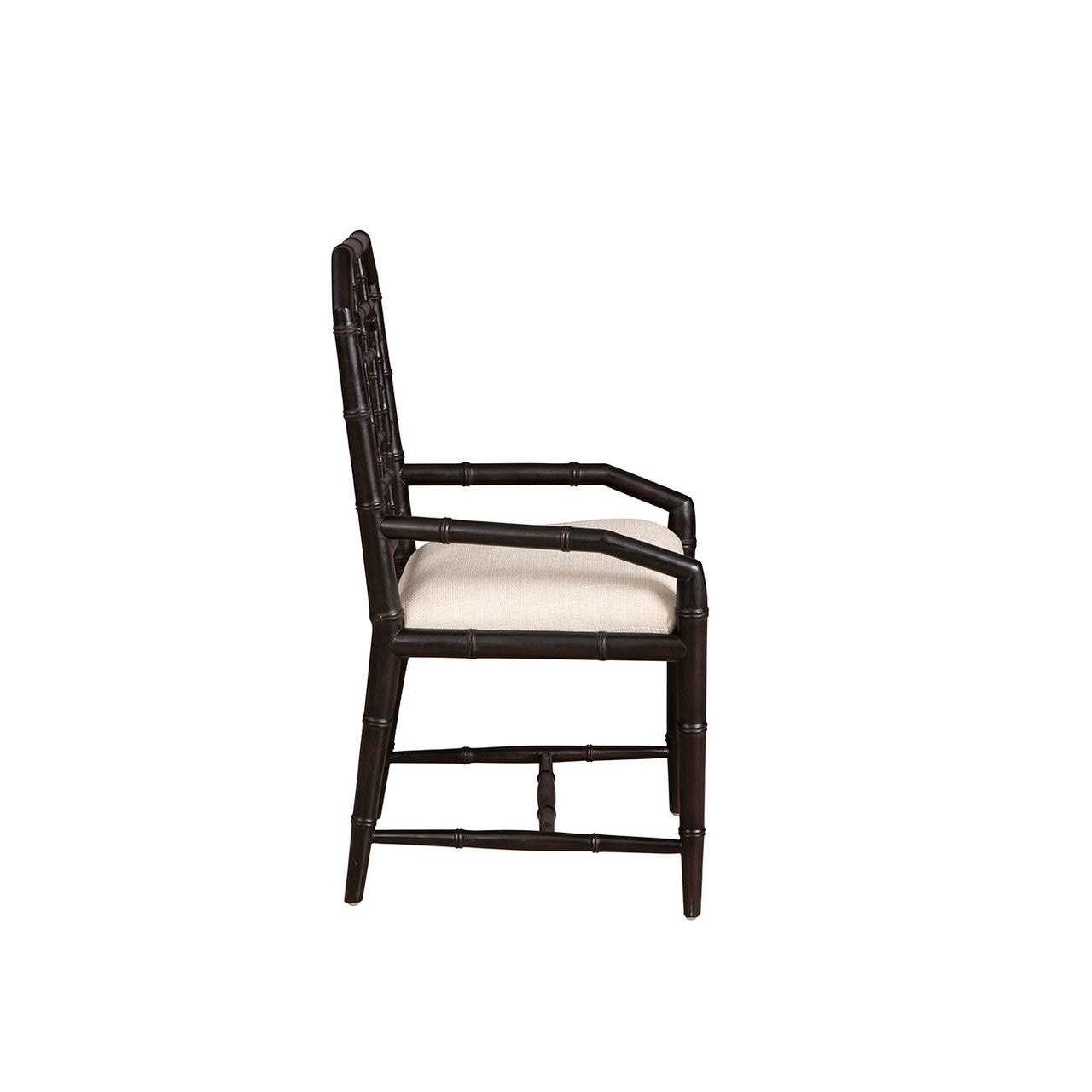 Chippendale Geometric Back Black Arm Chair