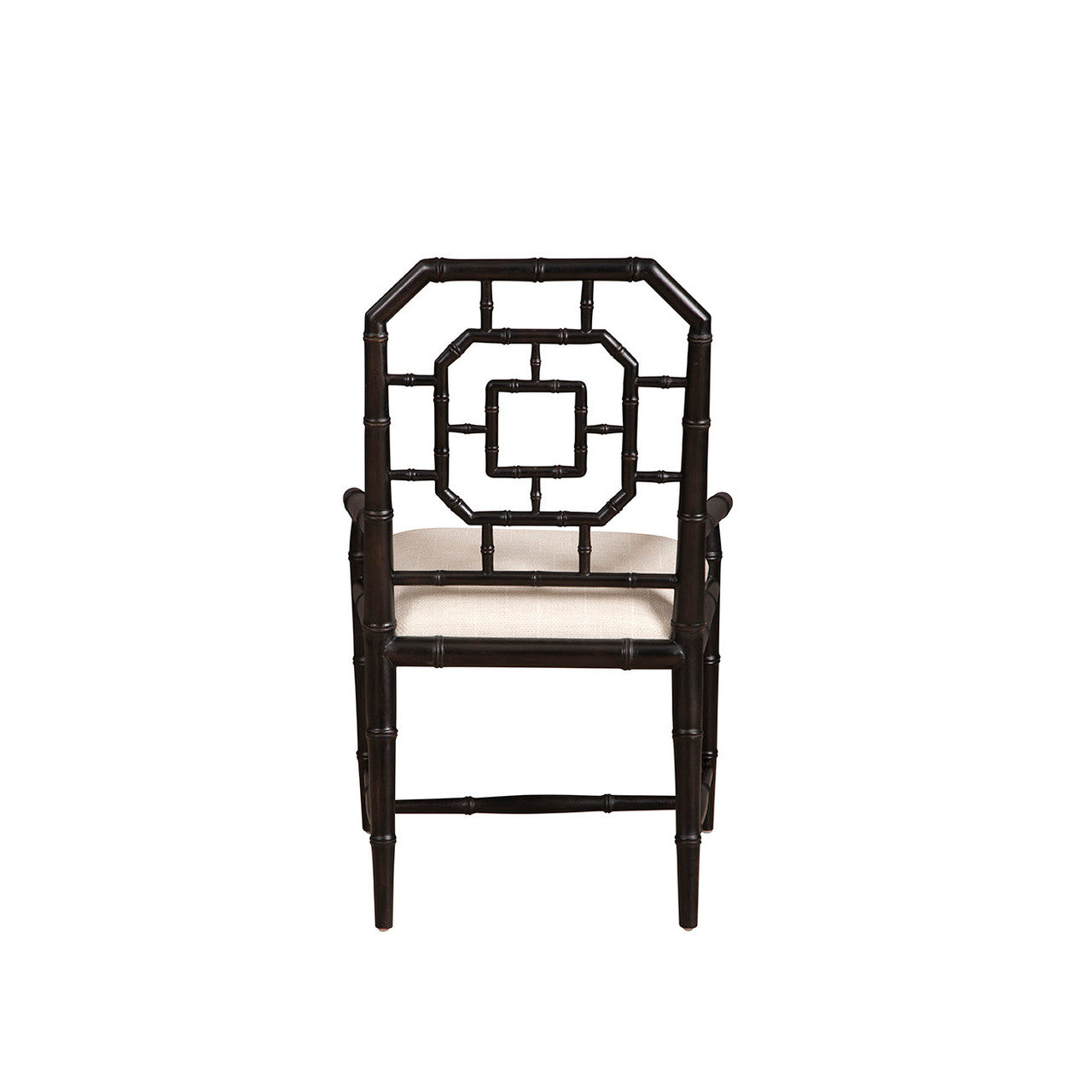 Chippendale Geometric Back Black Arm Chair