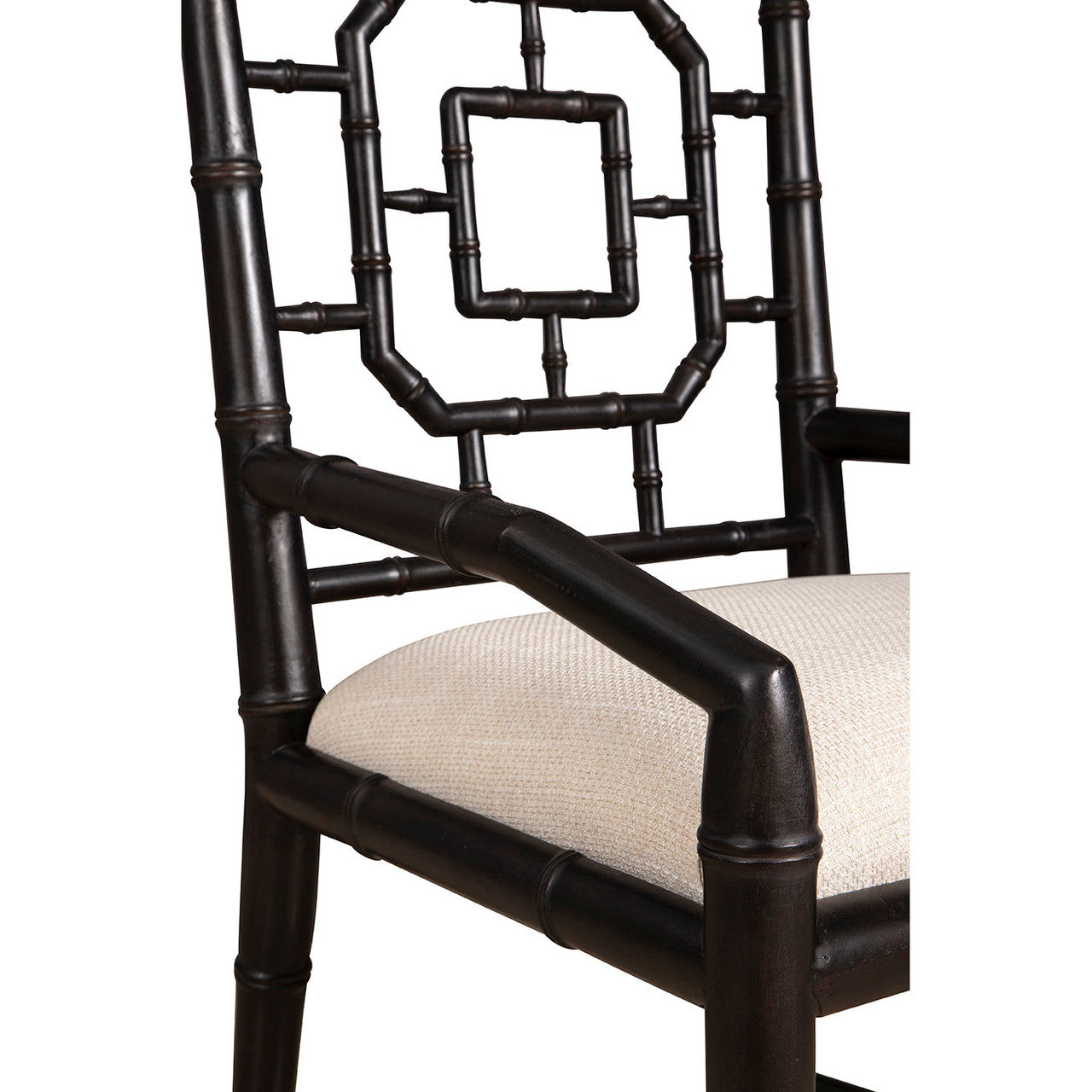 Chippendale Geometric Back Black Arm Chair