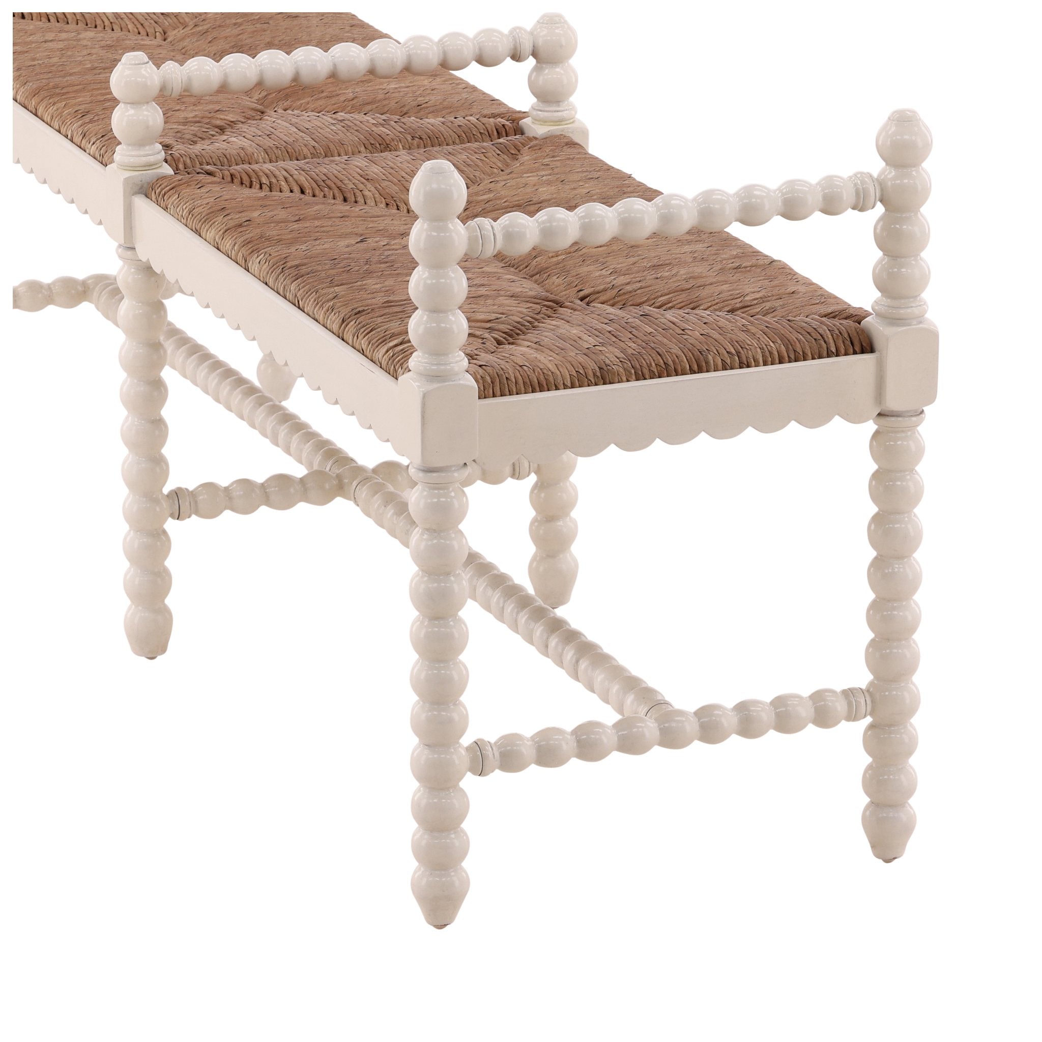 Cream Worrel Bench detail view by Furniture Classics at ZIN Home