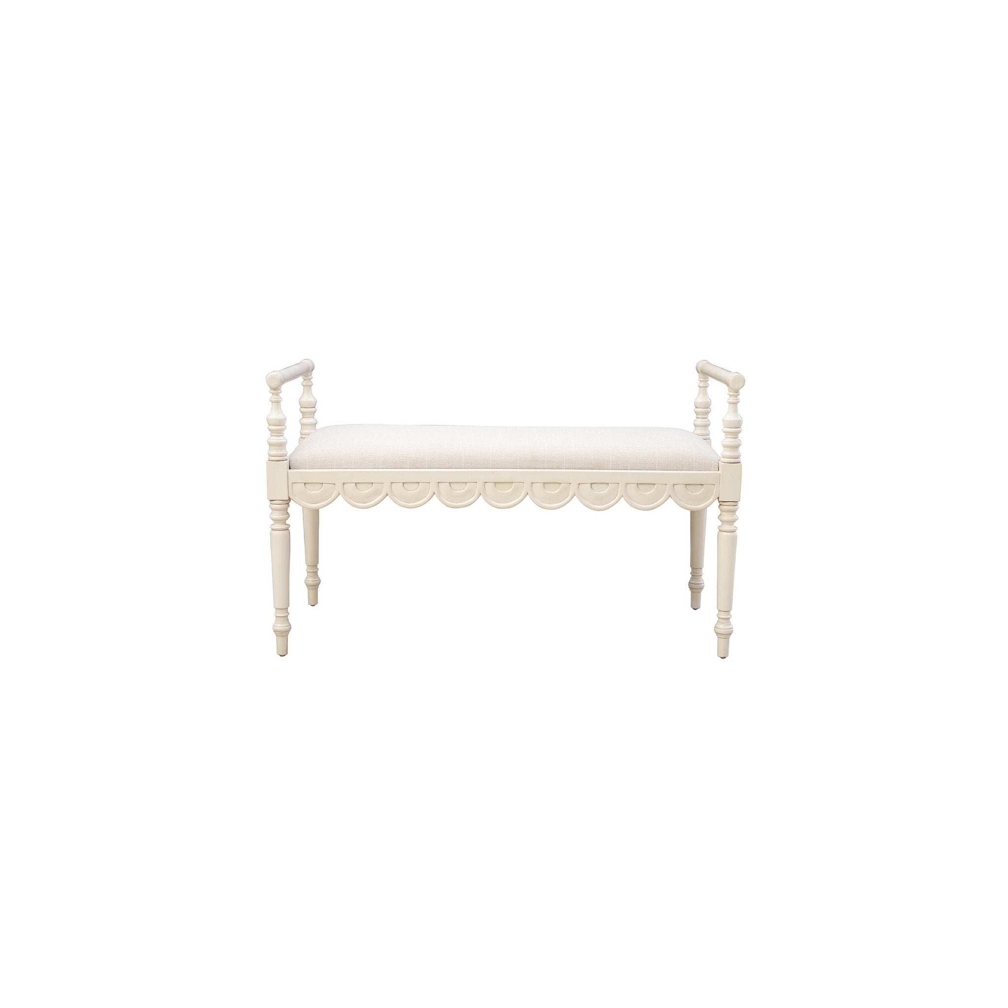 Cream Juliet Bench - 44.75' detail view by Furniture Classics at ZIN Home
