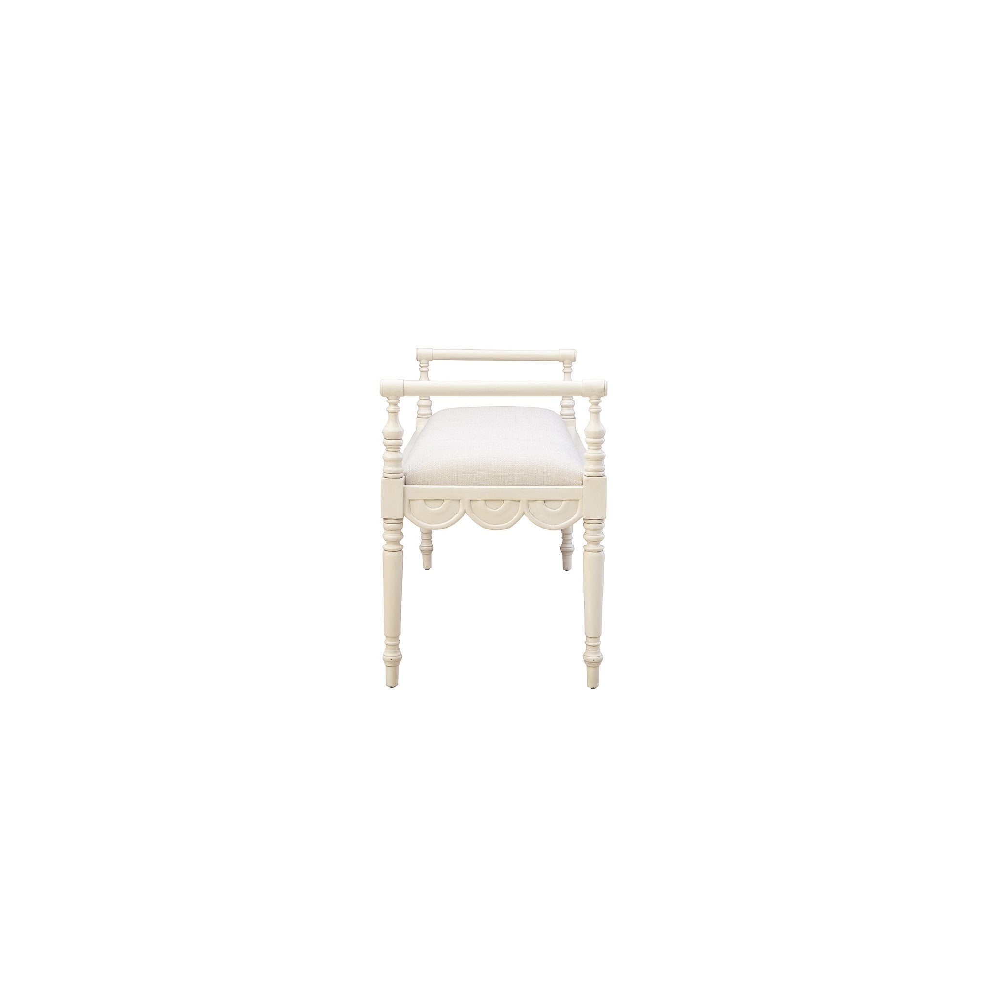 Cream Juliet Bench - 44.75' detail view by Furniture Classics at ZIN Home