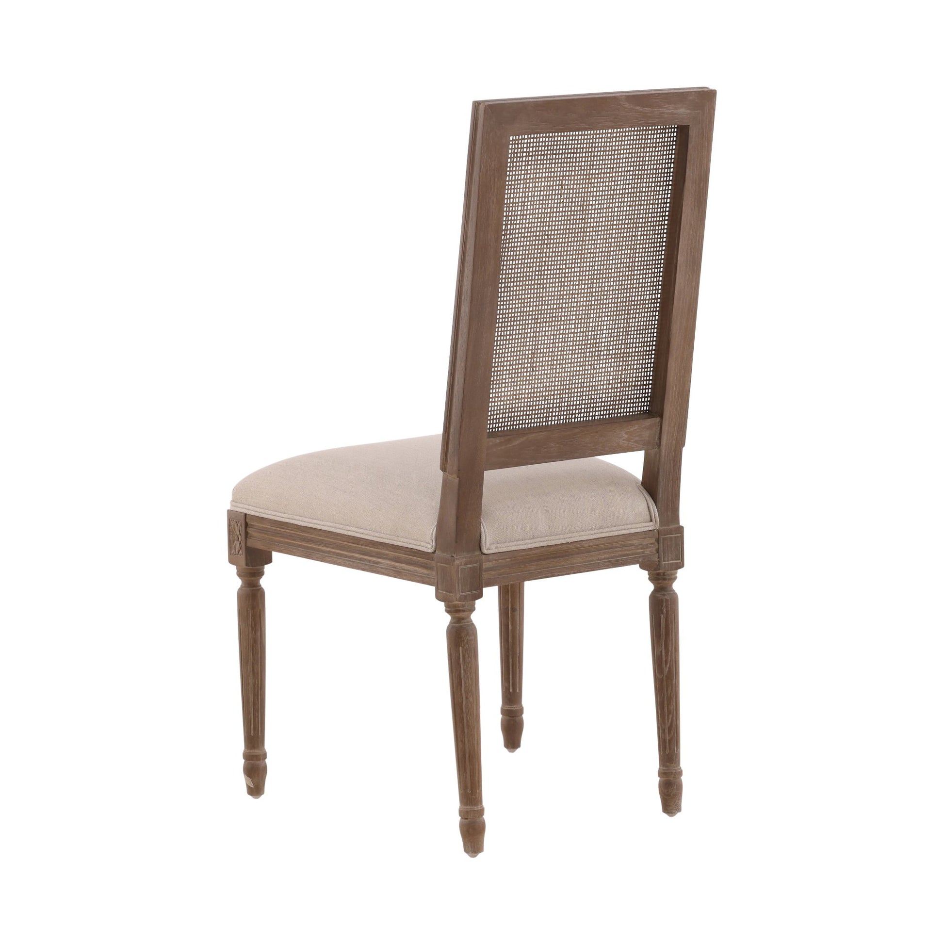 Linen & Oak Caned Back Side Chair detail view by Furniture Classics at ZIN Home