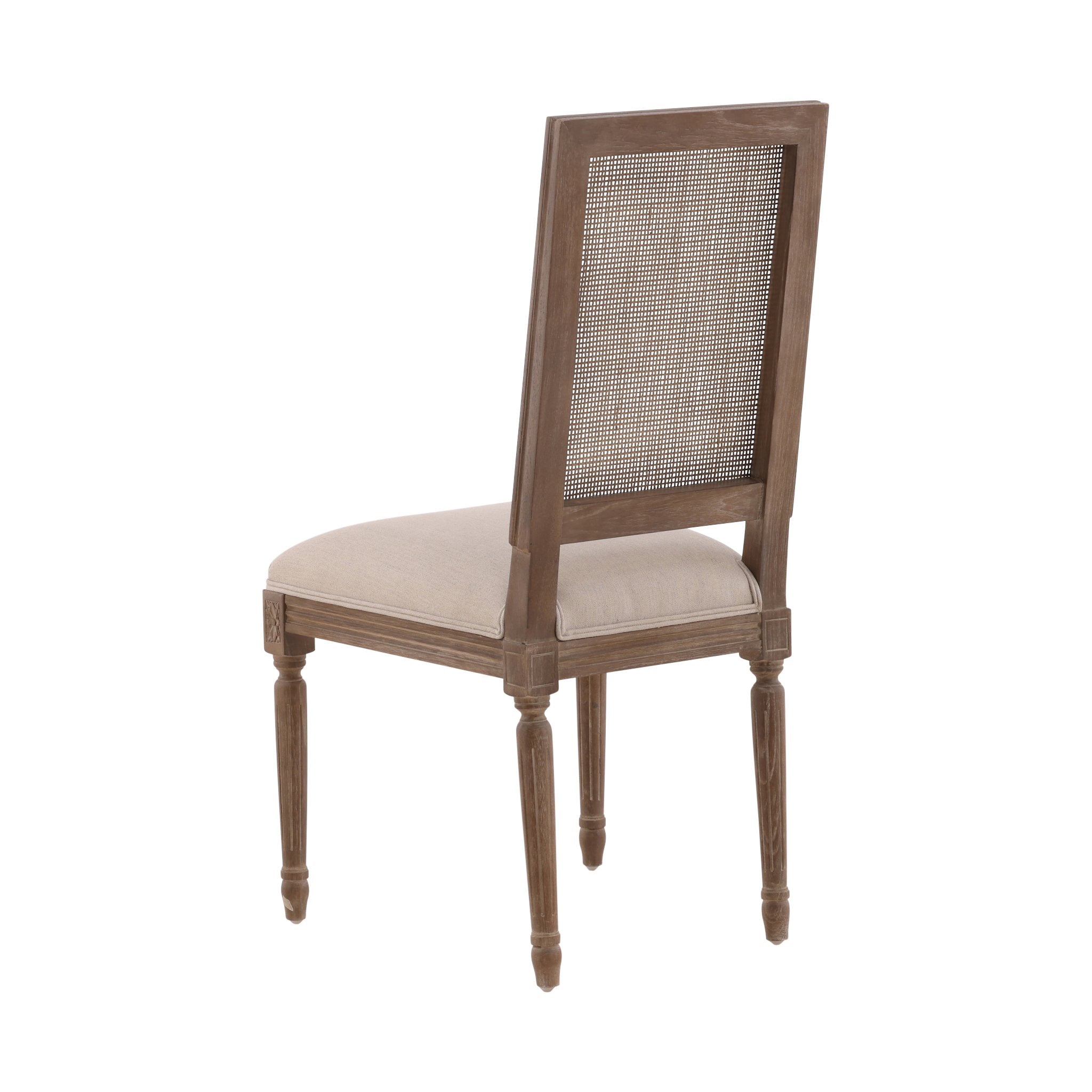Linen & Oak Caned Back Side Chair detail view by Furniture Classics at ZIN Home