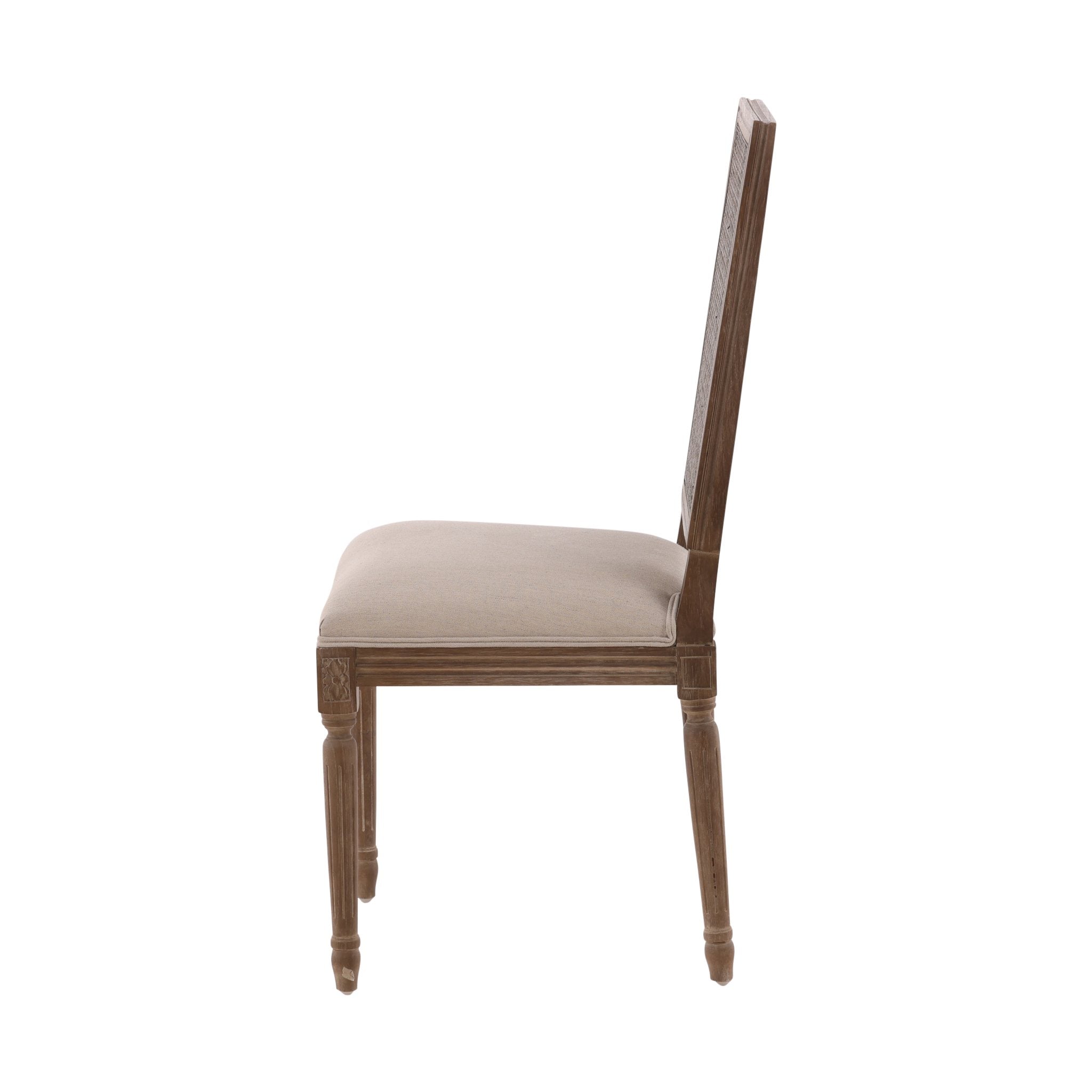 Linen & Oak Caned Back Side Chair detail view by Furniture Classics at ZIN Home