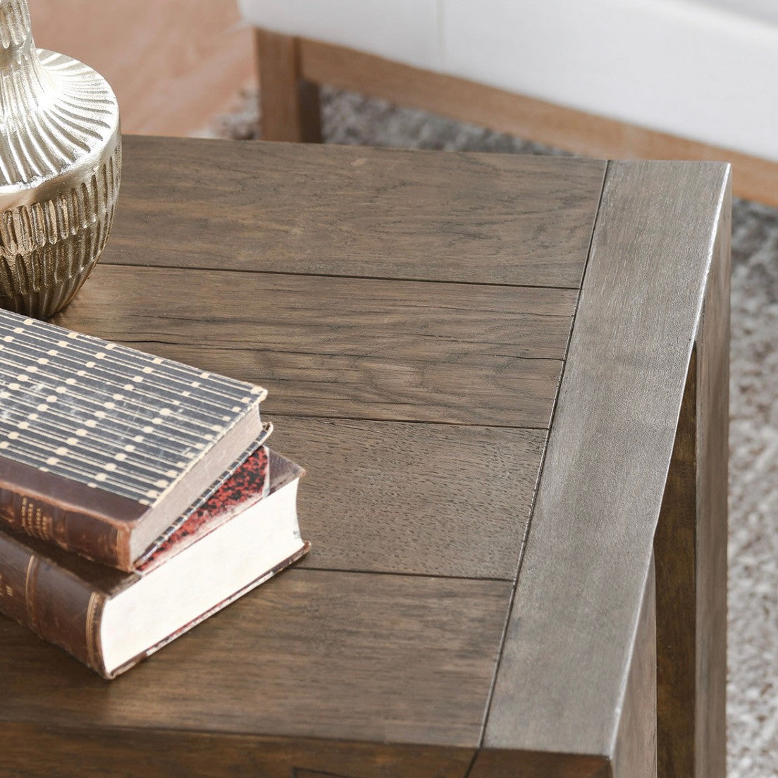 Troy Reclaimed Oak End Table in Suede Brown 24"