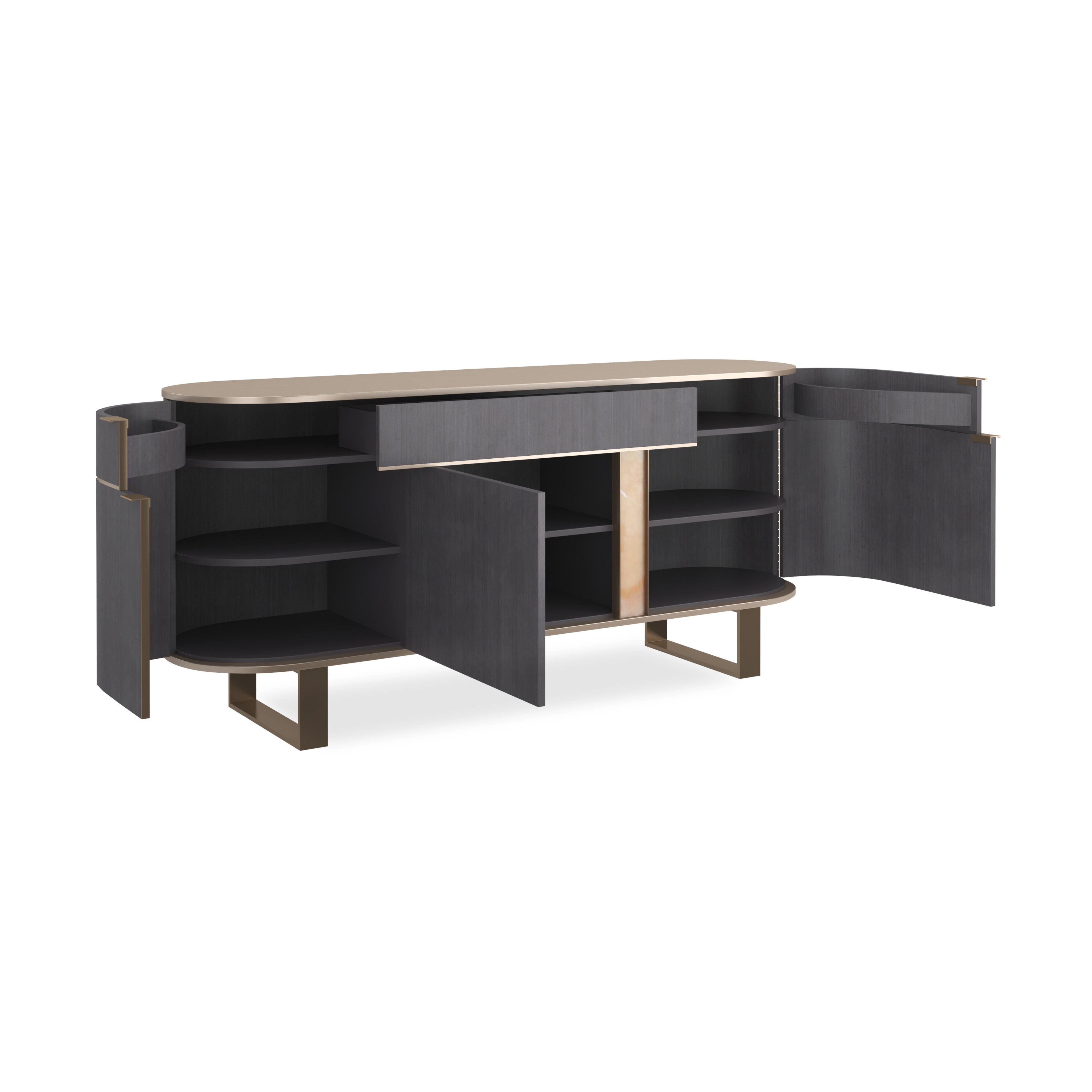 Piet Brushed Gold Sideboard 77" by Caracole - view 6