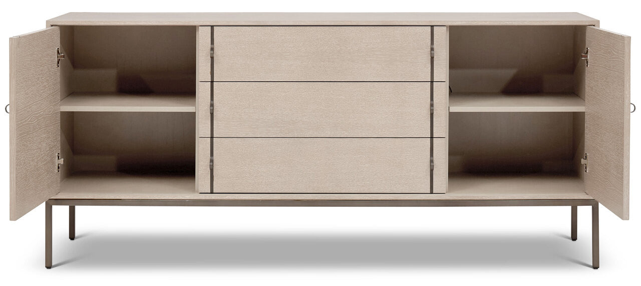 IE Series - Holly Buffet - Taupe Grey - Gun Metal Base