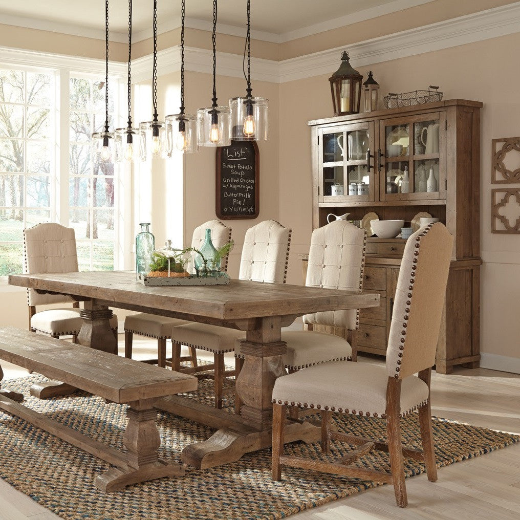 Farmhouse Reclaimed Wood Sideboard with Hutch Cabinets