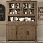Farmhouse Reclaimed Wood Sideboard with Hutch Cabinet