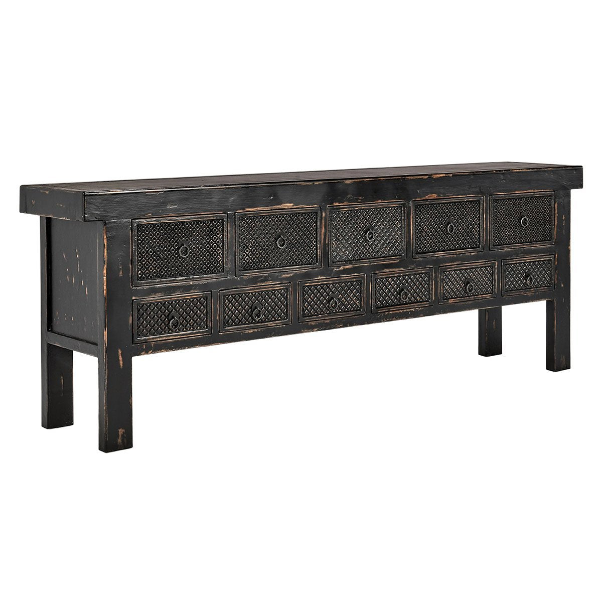 Lahey 11 Drawer Console Table - Mission Brown
