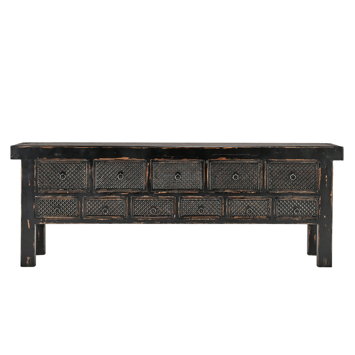 Lahey 11 Drawer Console Table - Mission Brown