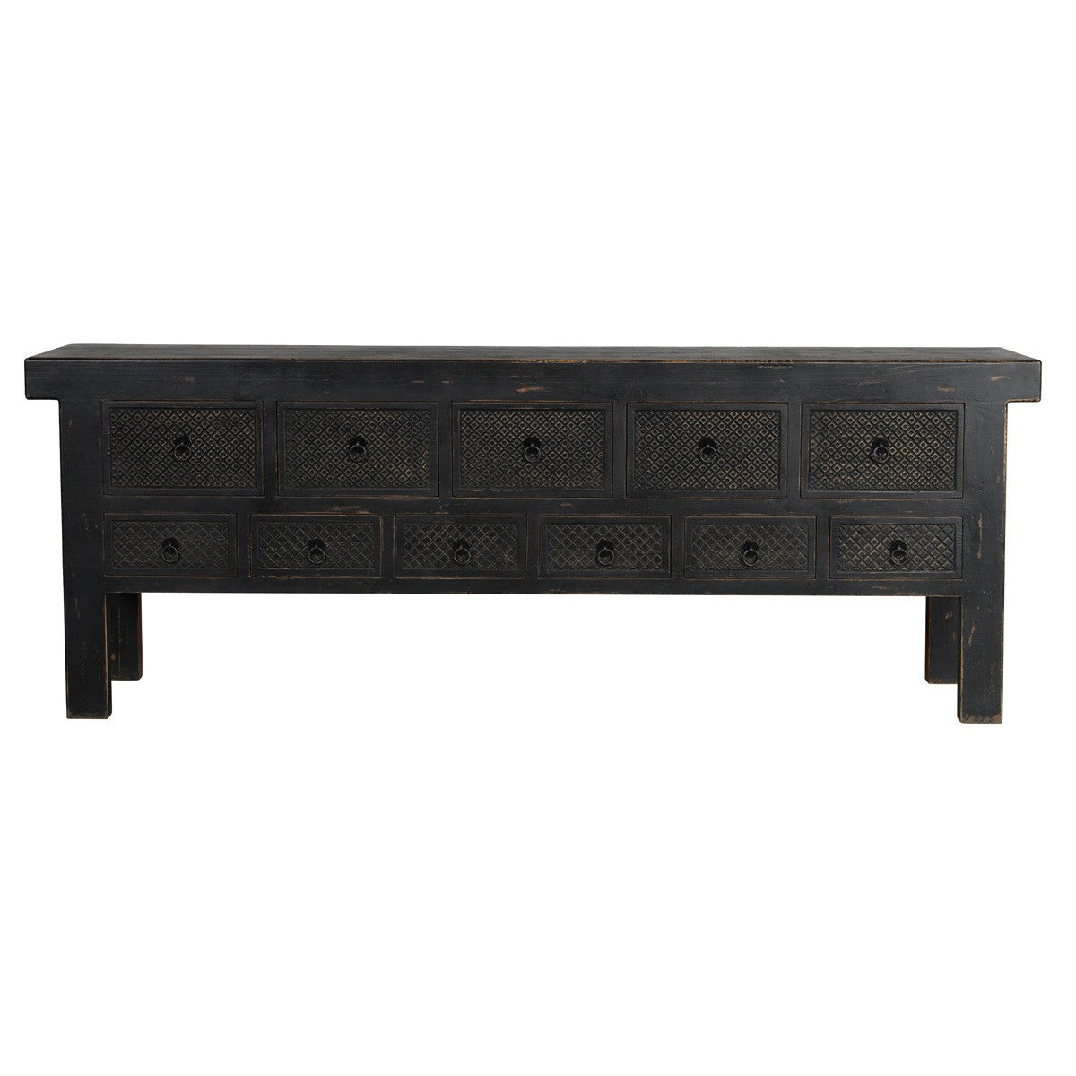 Hand Carved Solid Wood 11 Drawer Buffet Sideboard 93"