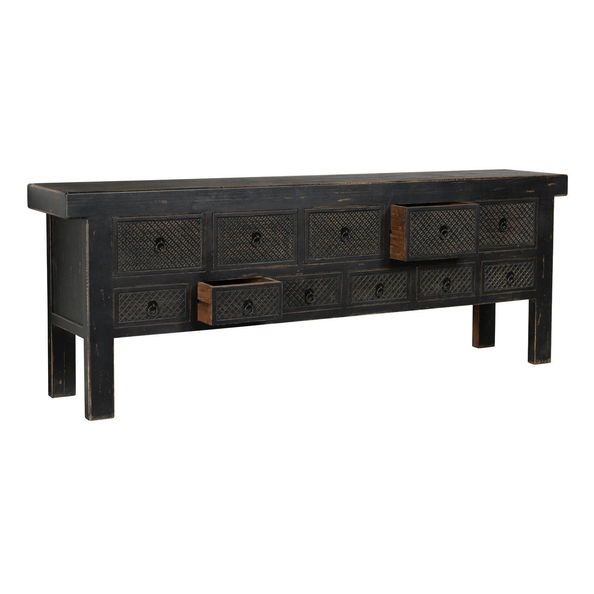 Hand Carved Solid Wood 11 Drawer Buffet Sideboard 93"