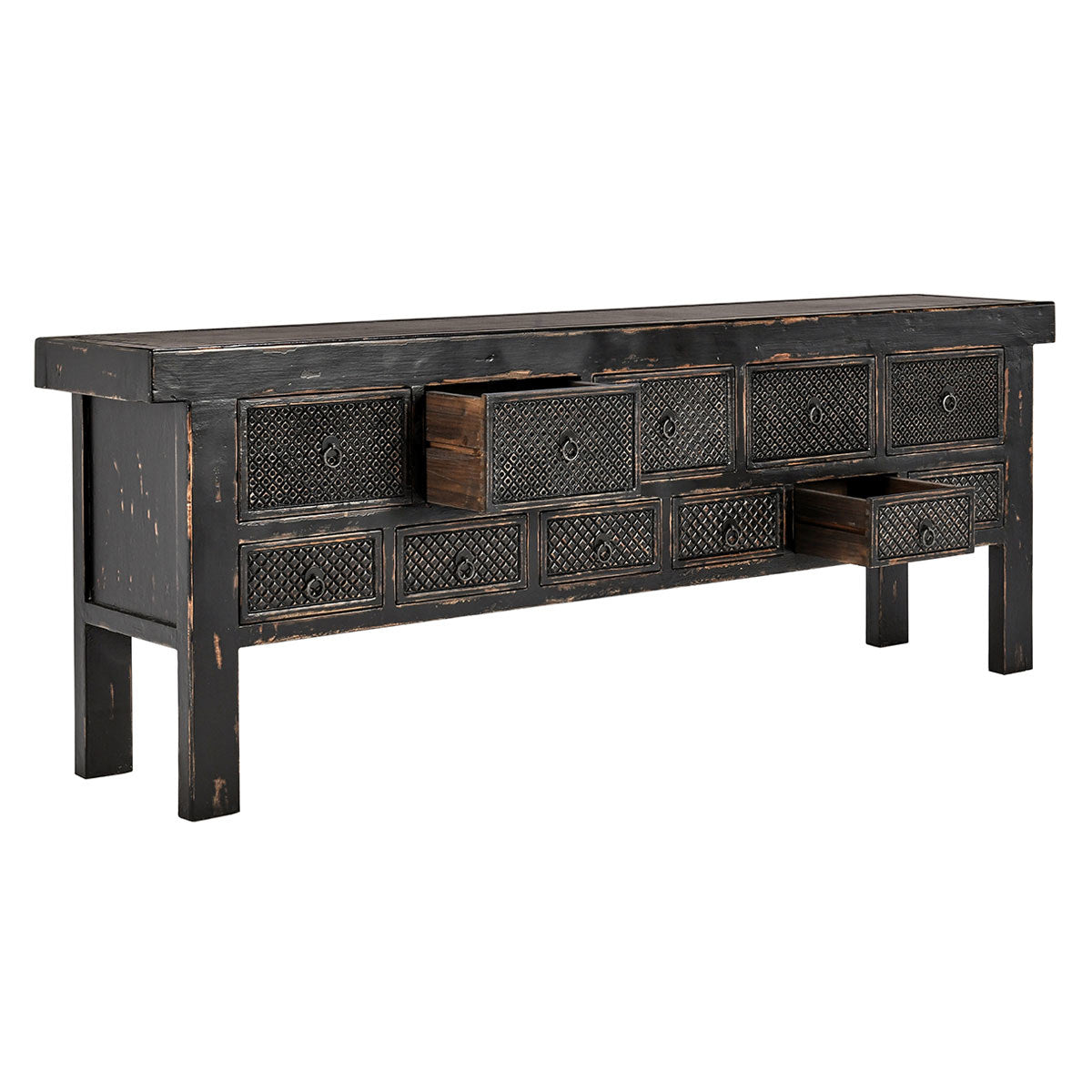 Lahey 11 Drawer Console Table - Mission Brown