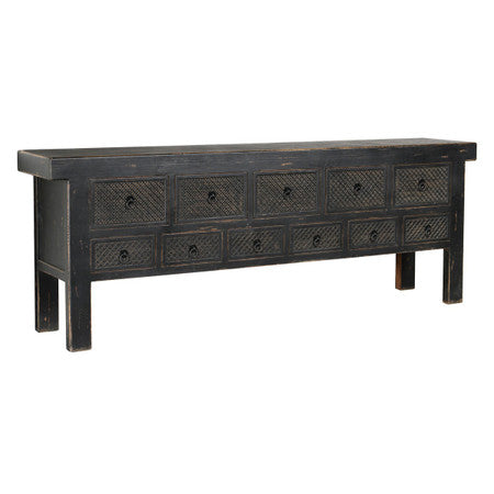 Hand Carved Solid Wood 11 Drawer Buffet Sideboard 93"