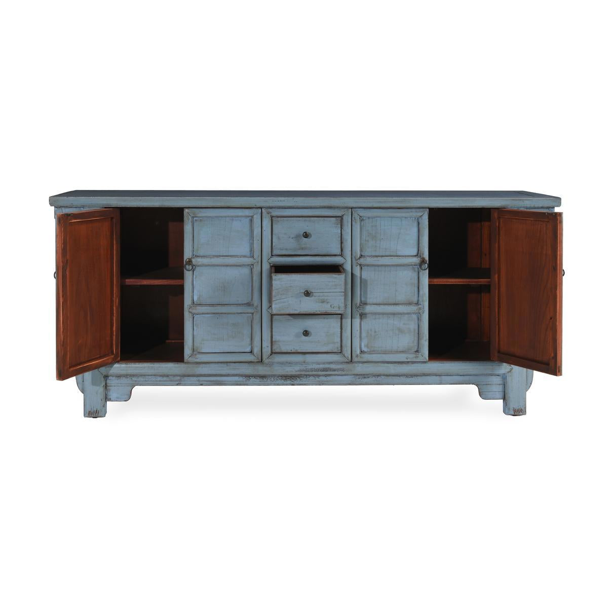 Crafton 3 Drawer 4 Door Cabinet - Blue