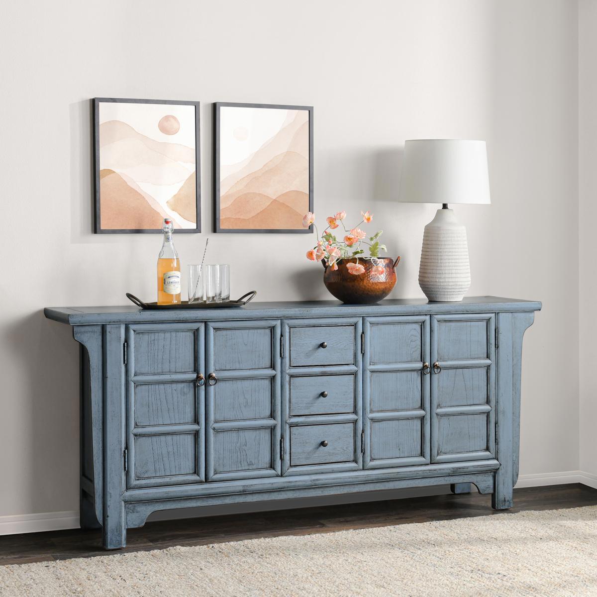 Crafton 3 Drawer 4 Door Cabinet - Blue