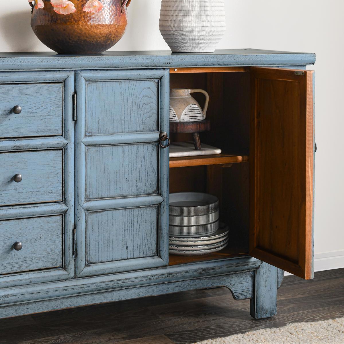 Crafton 3 Drawer 4 Door Cabinet - Blue