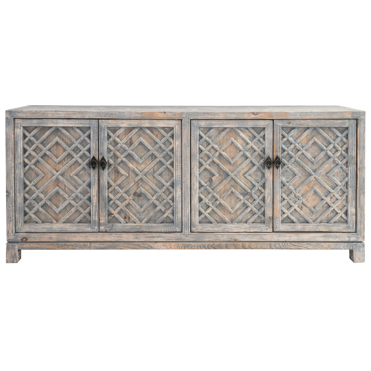 Antigua 4 Door Cabinet - Timeworn Gray - Antique Blue