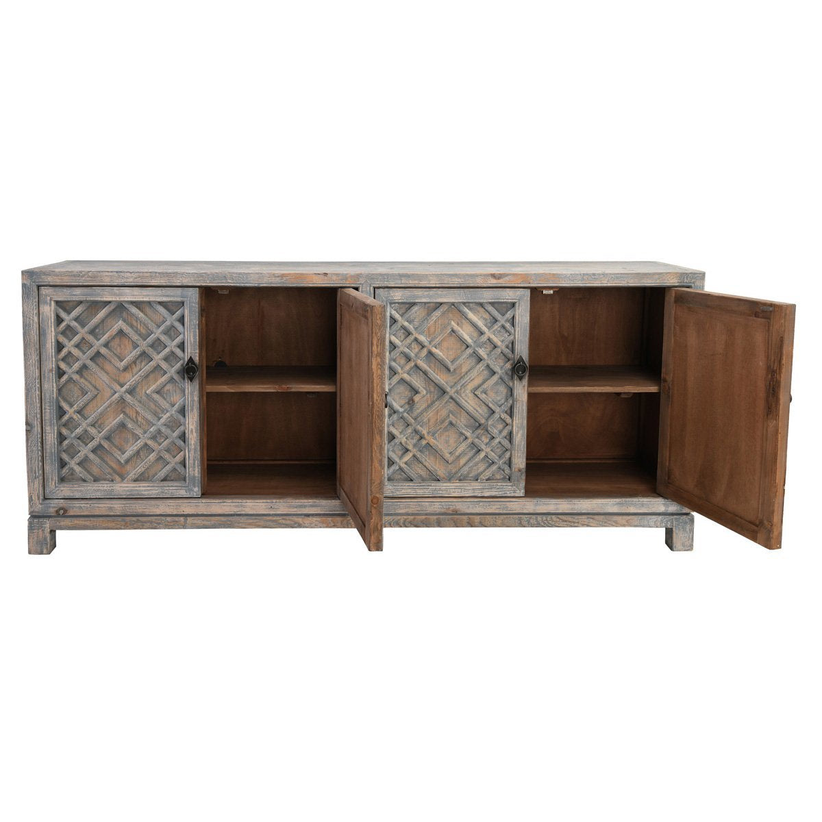 Antigua 4 Door Cabinet - Timeworn Gray - Antique Blue