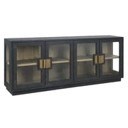 Larry Reclaimed Wood 4 Glass Door Media Cabinet 90"