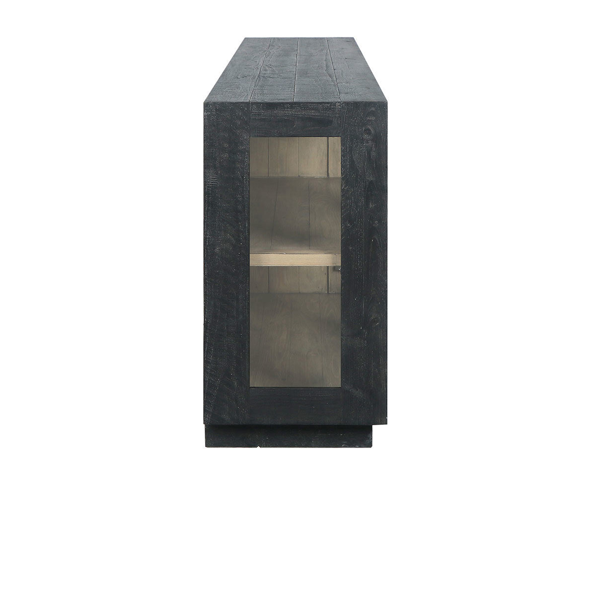 Larry Reclaimed Wood 4 Glass Door Media Cabinet 90"