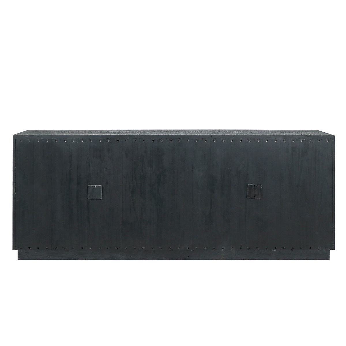 Larry Reclaimed Wood 4 Glass Door Media Cabinet 90"