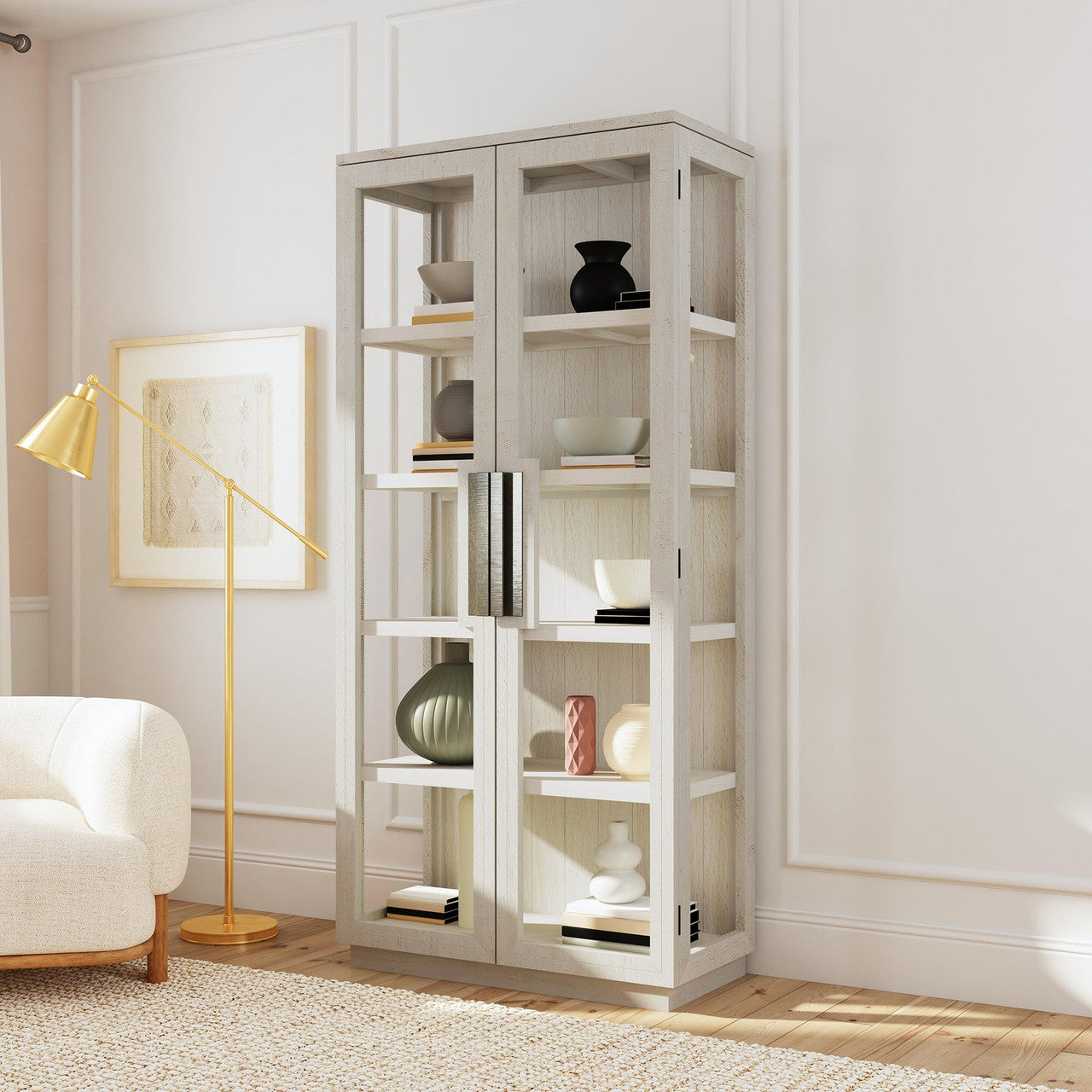 Larson Solid Wood Tall Cabinet - White